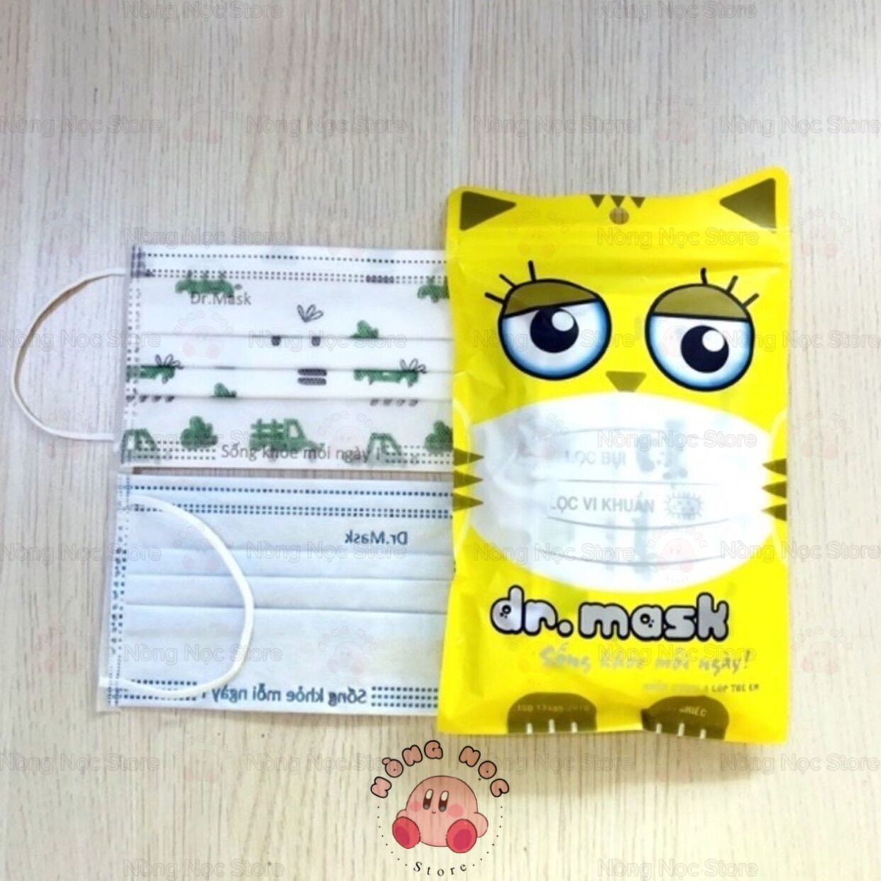 [TÚI] 10 Khẩu Trang TRẺ EM 4 Lớp (mèo vàng) - DR.MASK