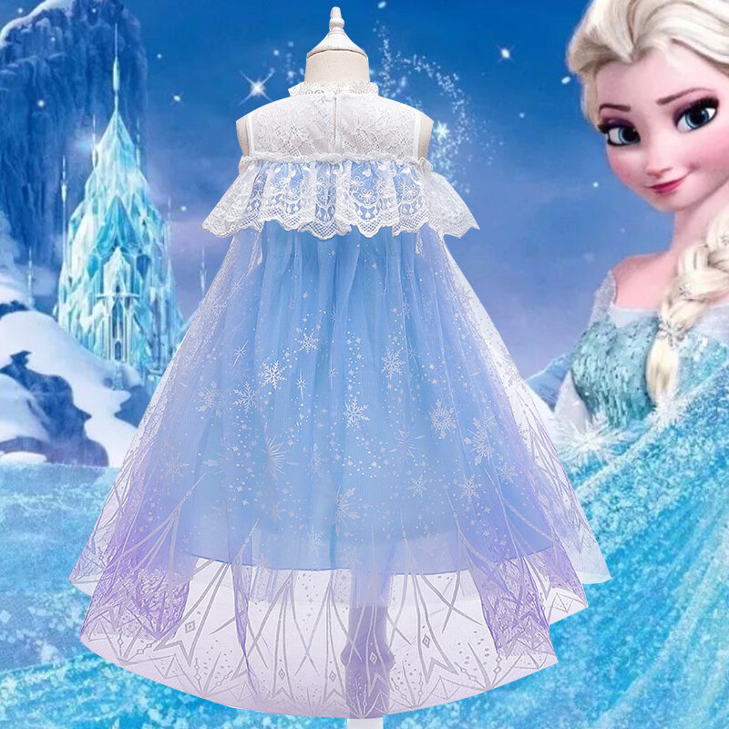 Váy Công Chúa Elsa Bé Gái Trang Phục Mùa Hè Lễ Phục Elsa Frozen Kiểu Tây Váy Voan Lưới Váy Liền Elsa Trẻ Em