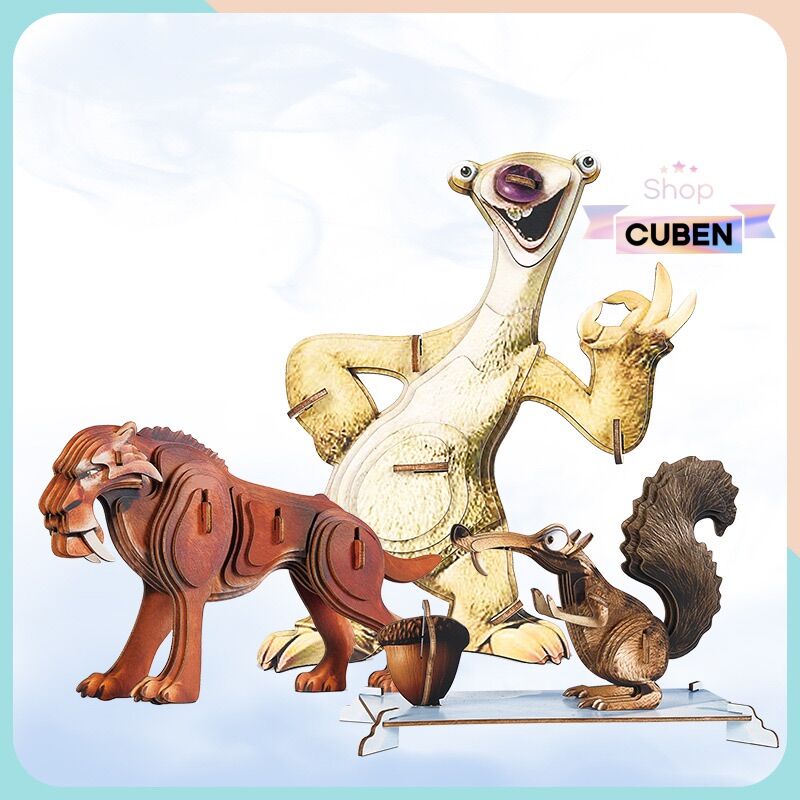 Đồ chơi lắp ráp 3D gỗ - Mô hình chú Lười đất  Sid - Kỷ Băng Hà