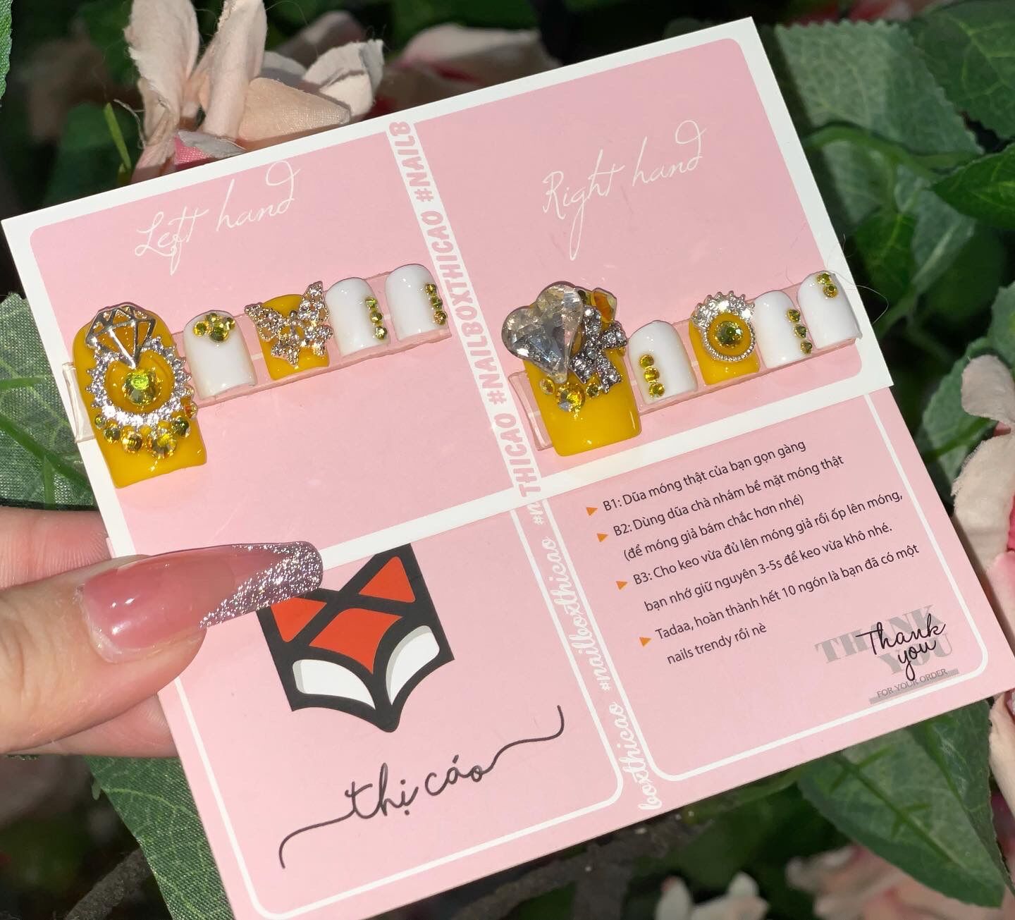 [ Nails Box] Móng chân giả thiết kế tone vàng