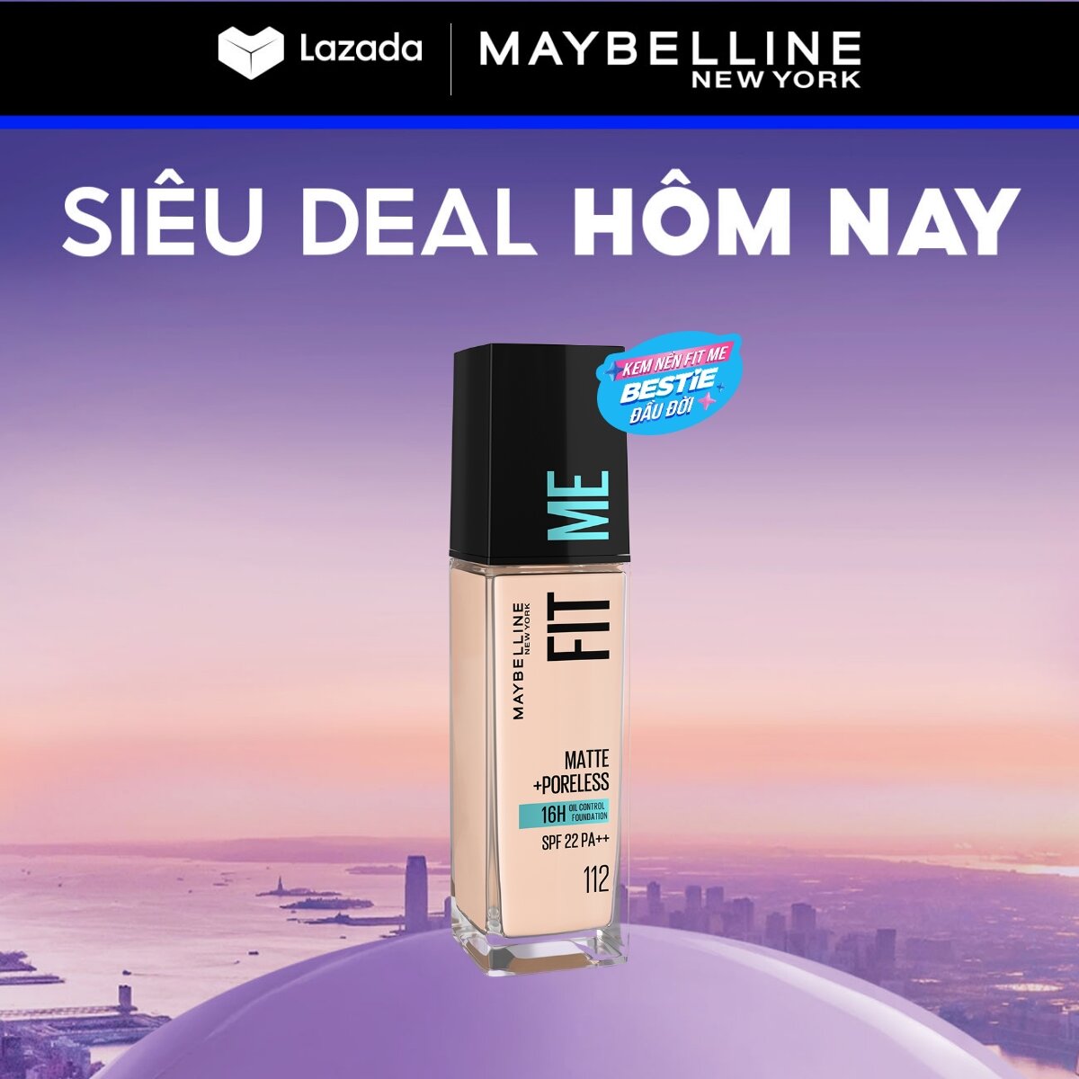 Kem Nền Mịn Nhẹ Kiềm Dầu Chống Nắng Fit Me Maybelline New York Matte Poreless Foundation SPF 22 30ml