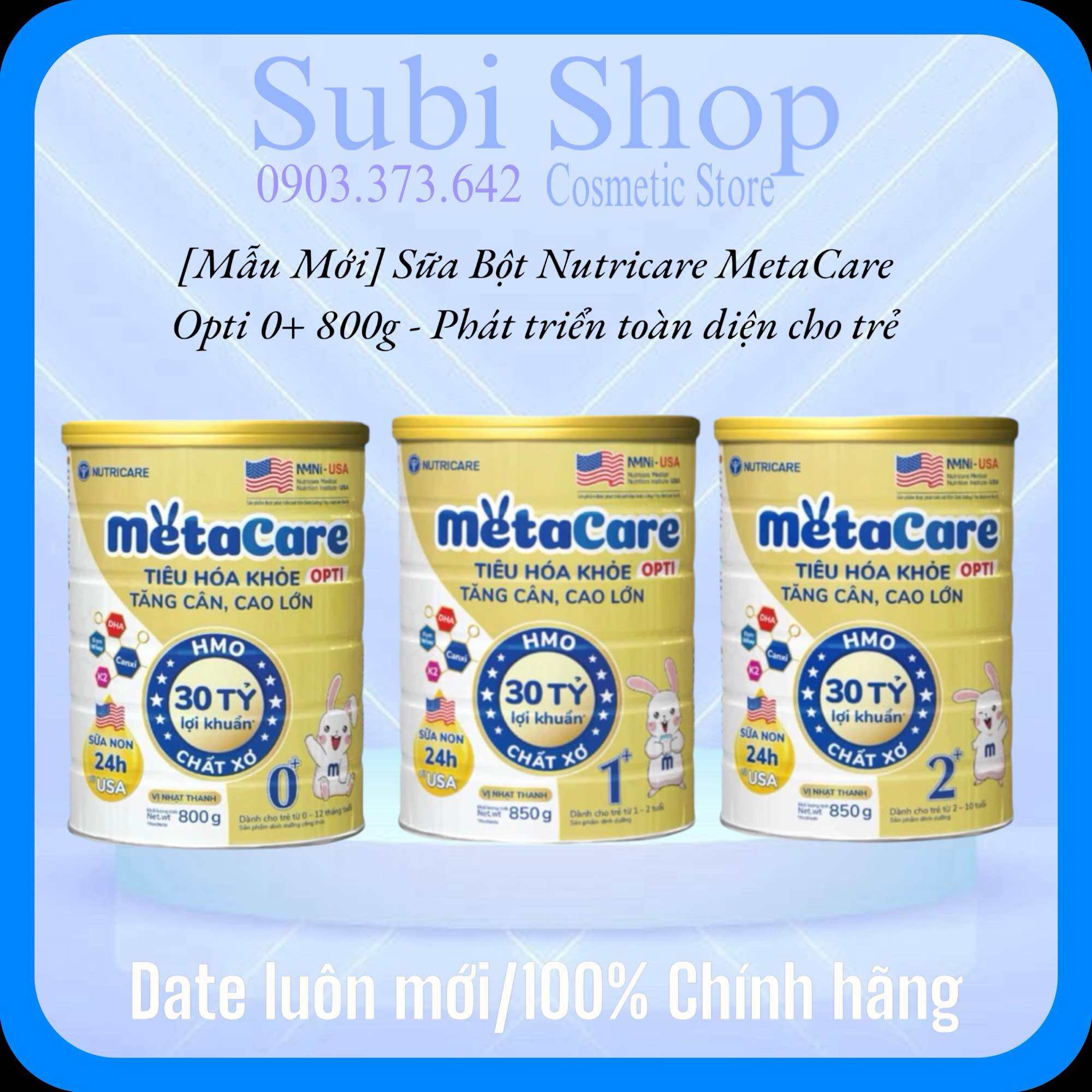 [Mẫu Mới] Sữa Bột Nutricare MetaCare Opti 0+/1+/2+ 800g - Phát triển toàn diện cho trẻ