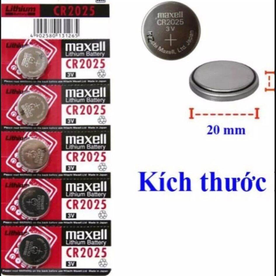 Vỉ pin maxell 5 viên cr2025 - nhật bản dùng để thay thế điều khiển các loại - pin 3v lithium- cr2025