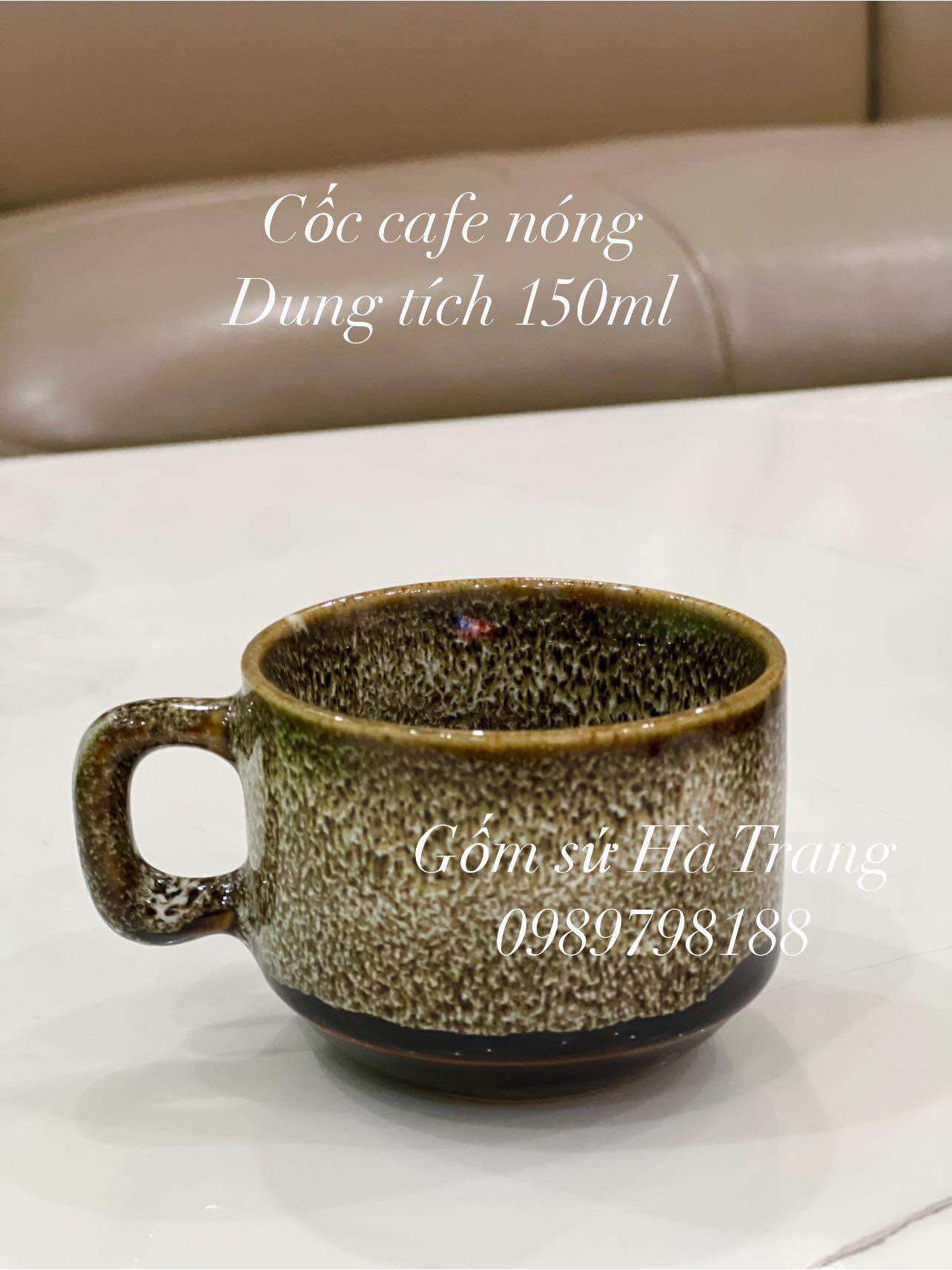 tách cafe nóng 150ml gốm sứ Bát Tràng cao cấp không chì men hoả biến gấm lam