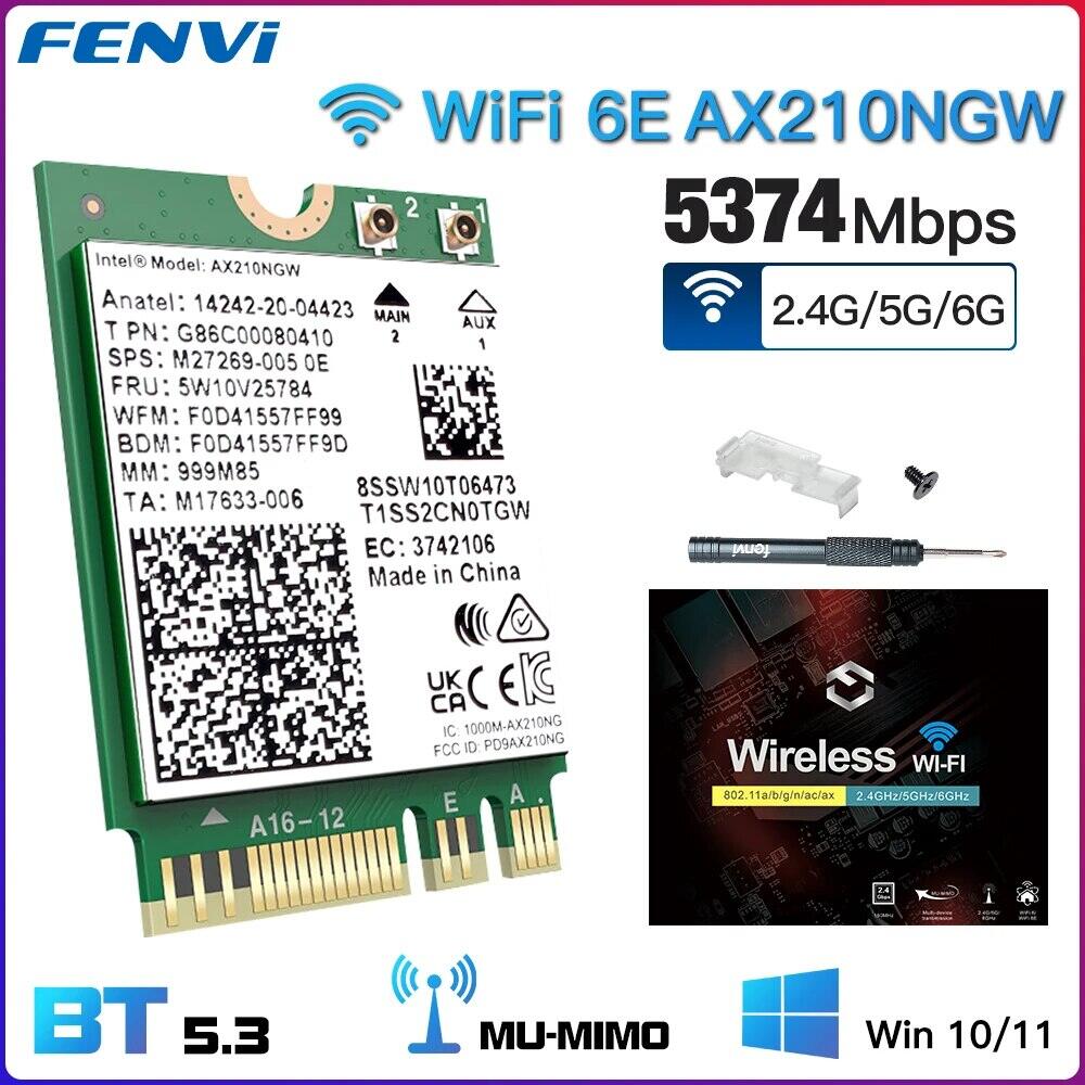 Fenvi wifi 6e card ax210ngw 5374mbps 2.4g/5g/6ghz m.2 card mạng không dây bluetooth 5.3 802.11ax dành cho laptop pc win 10/11