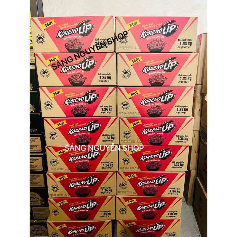 Thùng mì tôm koreno up vị tôm chua cay 67g x20 gói