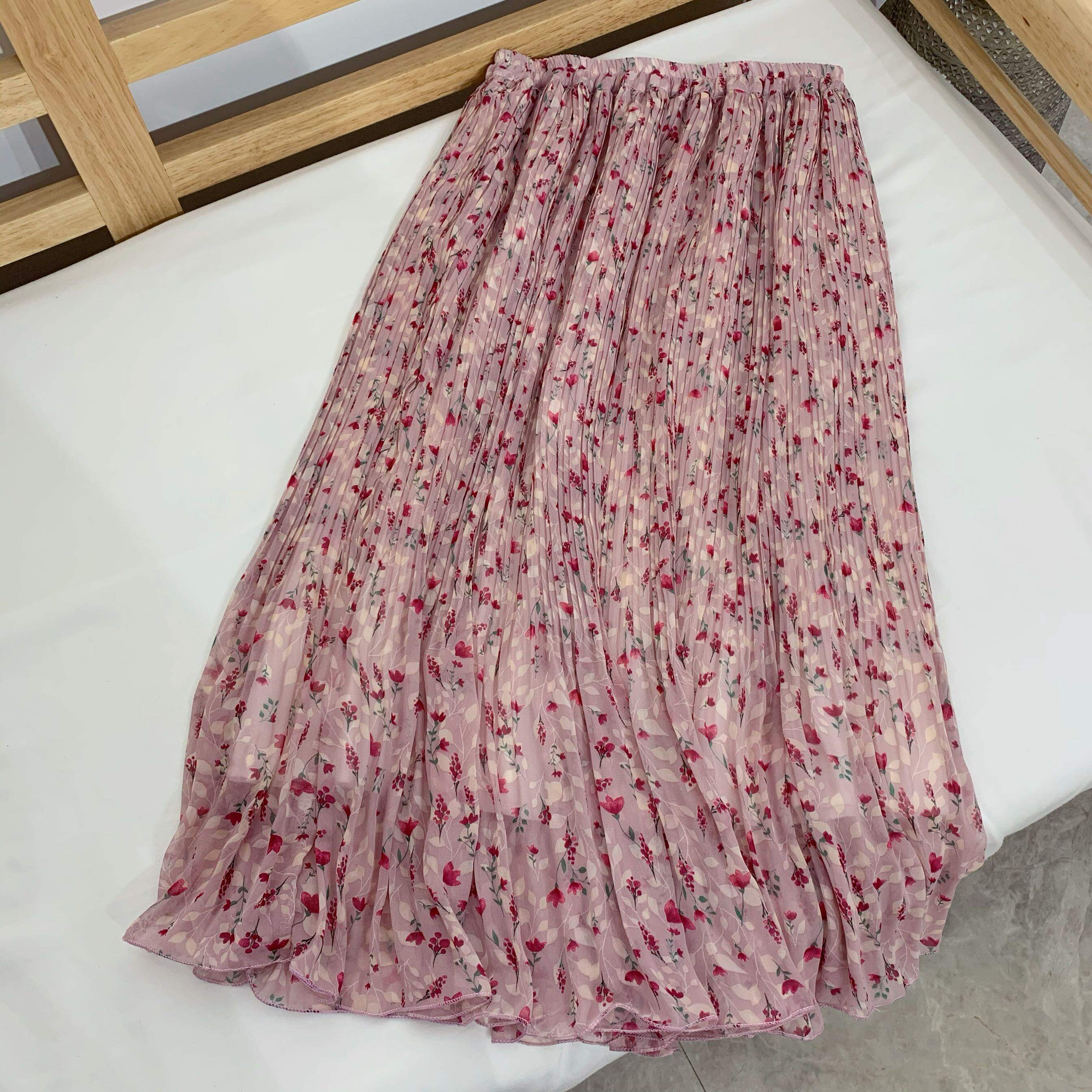 chân váy dáng dài hoa nhí Bigsize chân váy đuôi cá nữ lưng cao cạp cao chữ  a mùa hè Phong cách Hàn Quốc Thời Trang tiểu thư cá tính xinh đẹp