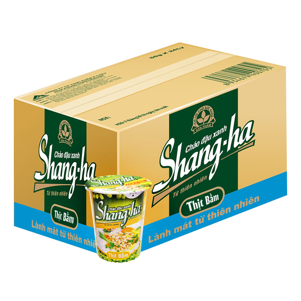 Thùng cháo ly Shangha đậu xanh thịt bằm 50g