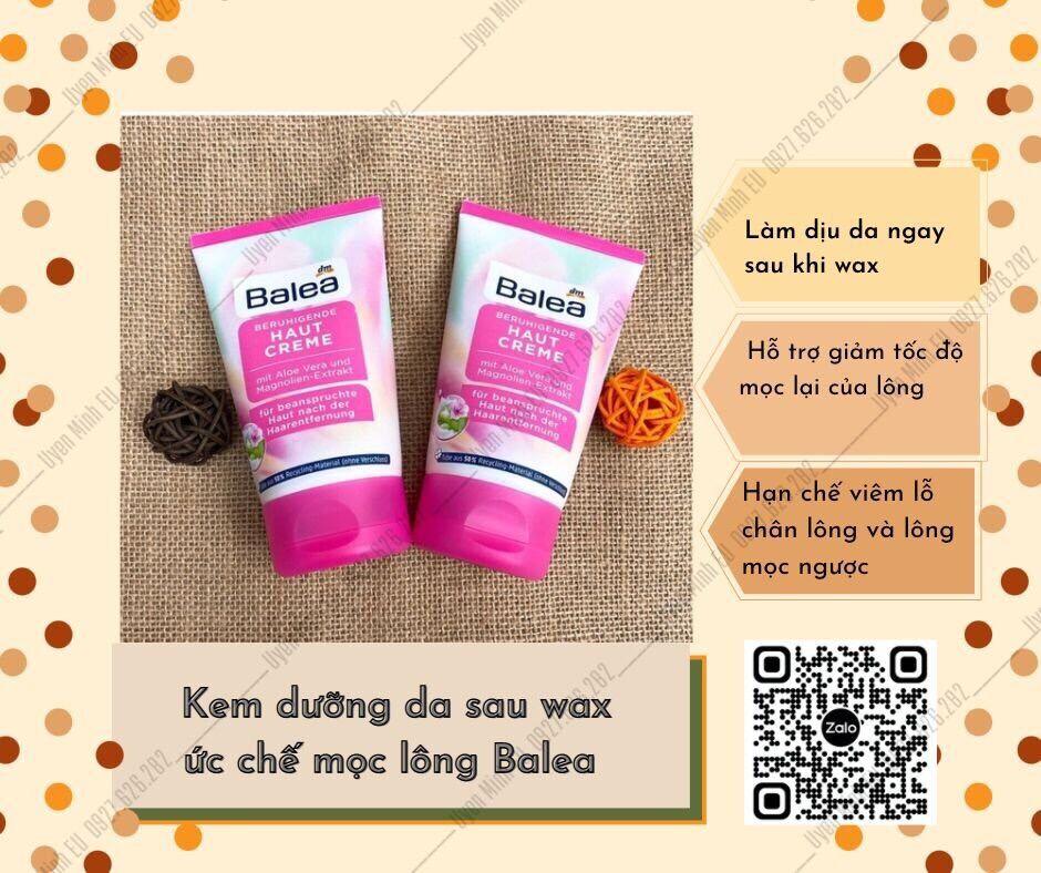 Kem dưỡng ức chế mọc lông và dưỡng sau wax Balea