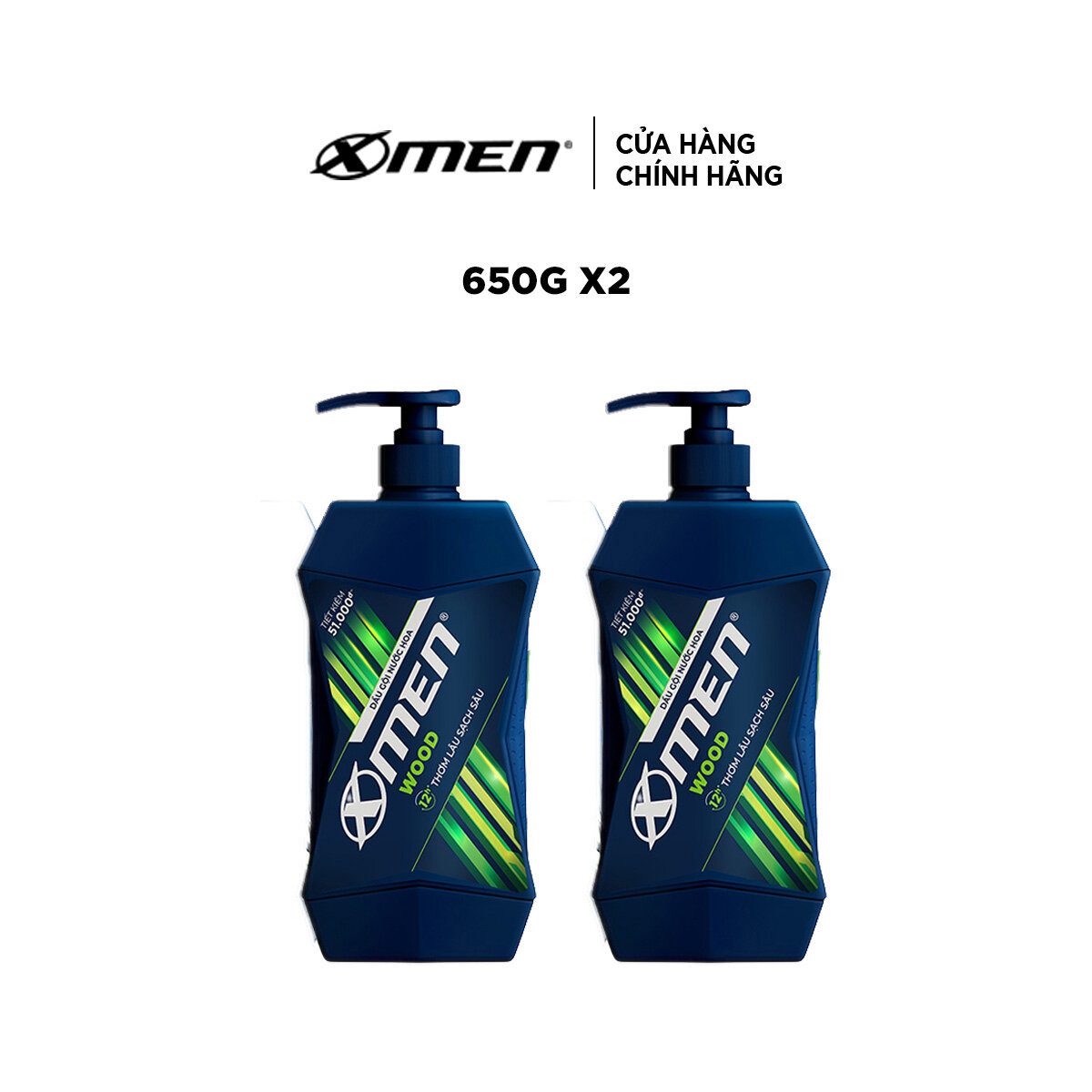 Combo 2 Dầu Gội X-Men Hương Nam Trầm Ấm Wood 650g/chai