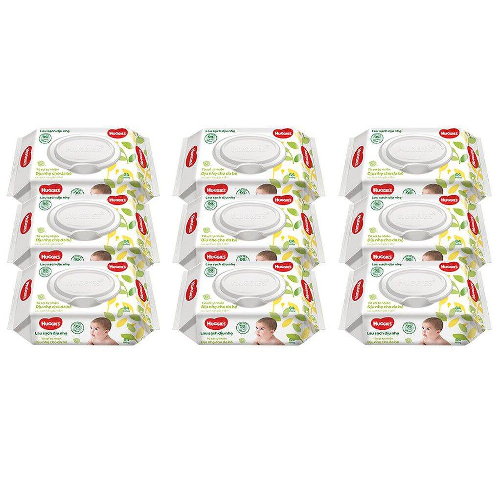 Combo 6 gói khăn ướt huggies ko mùi 64 tờ