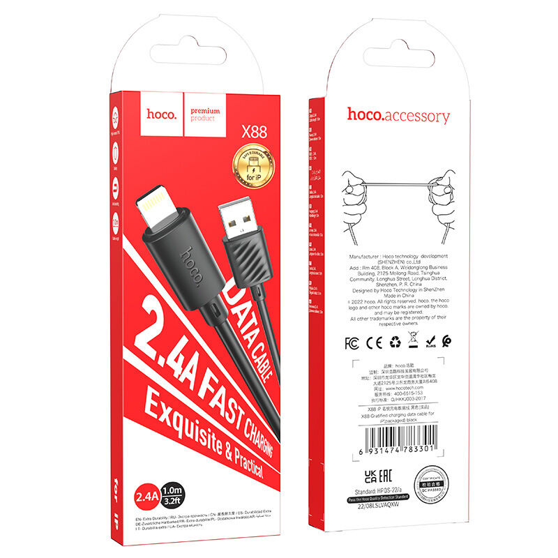 (lighting) hoco x88 cáp sạc nhanh 2.4A