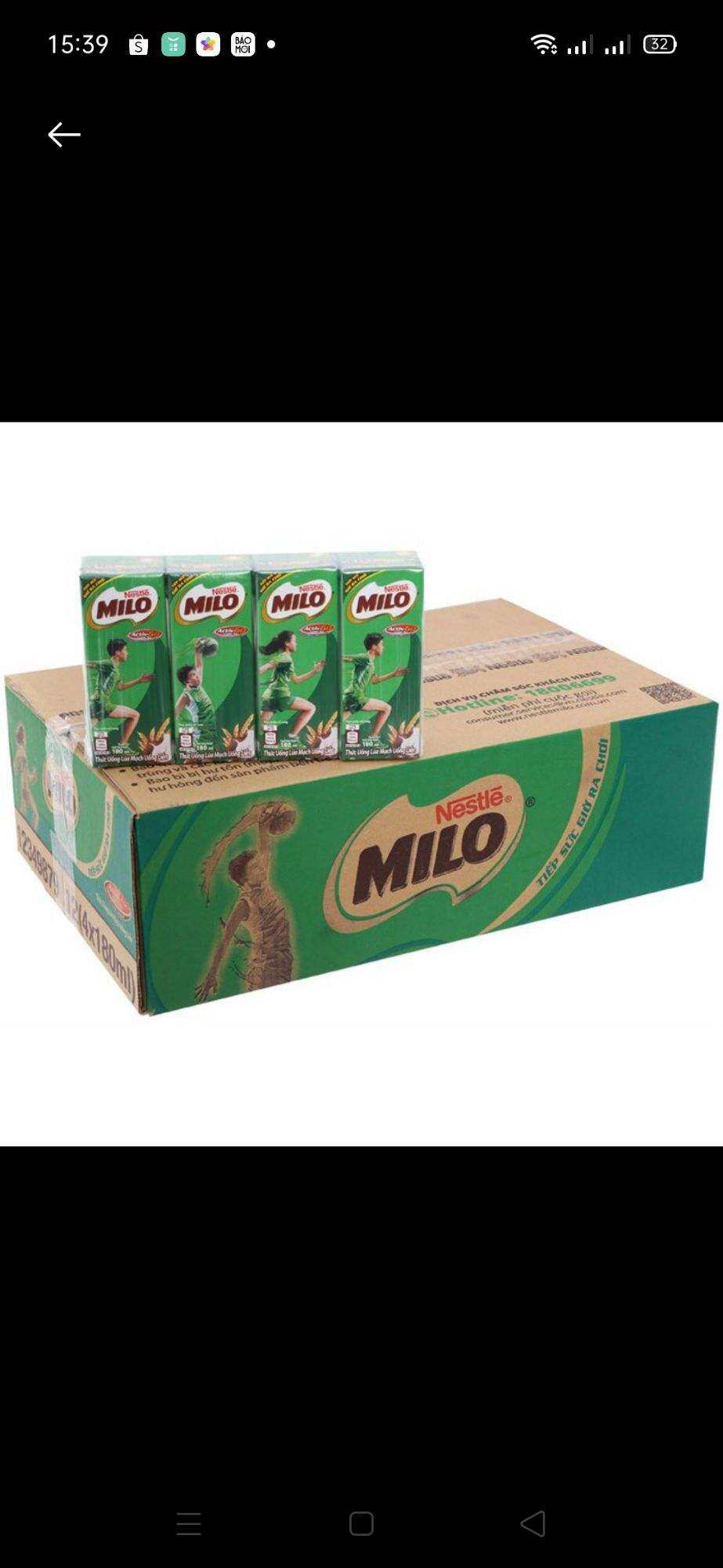 sữa milo hộp giấy 180ml 1thùng gồm 48hộp