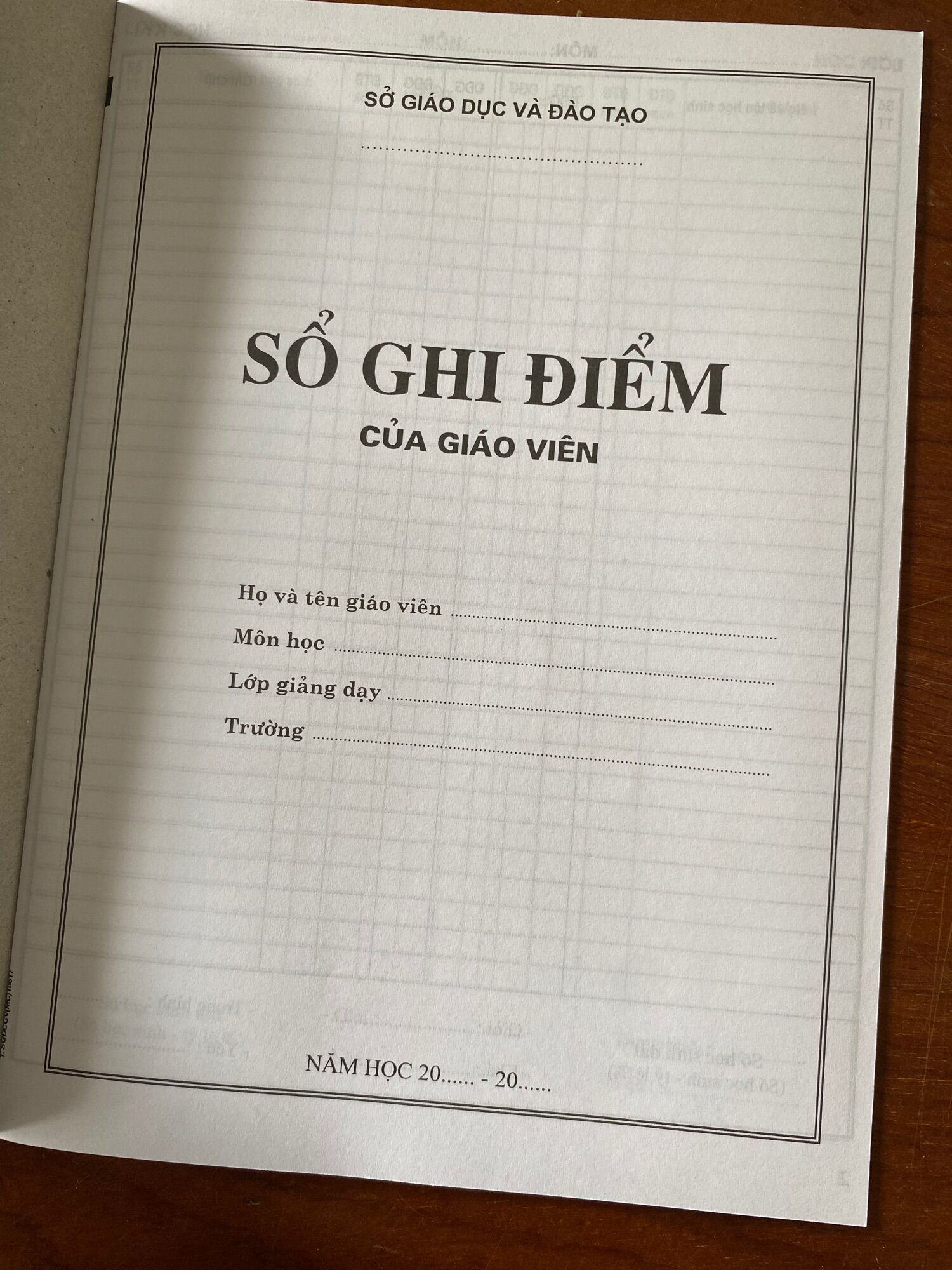 Sổ Ghi Điểm Giáo Viên ( Mẫu Mới )