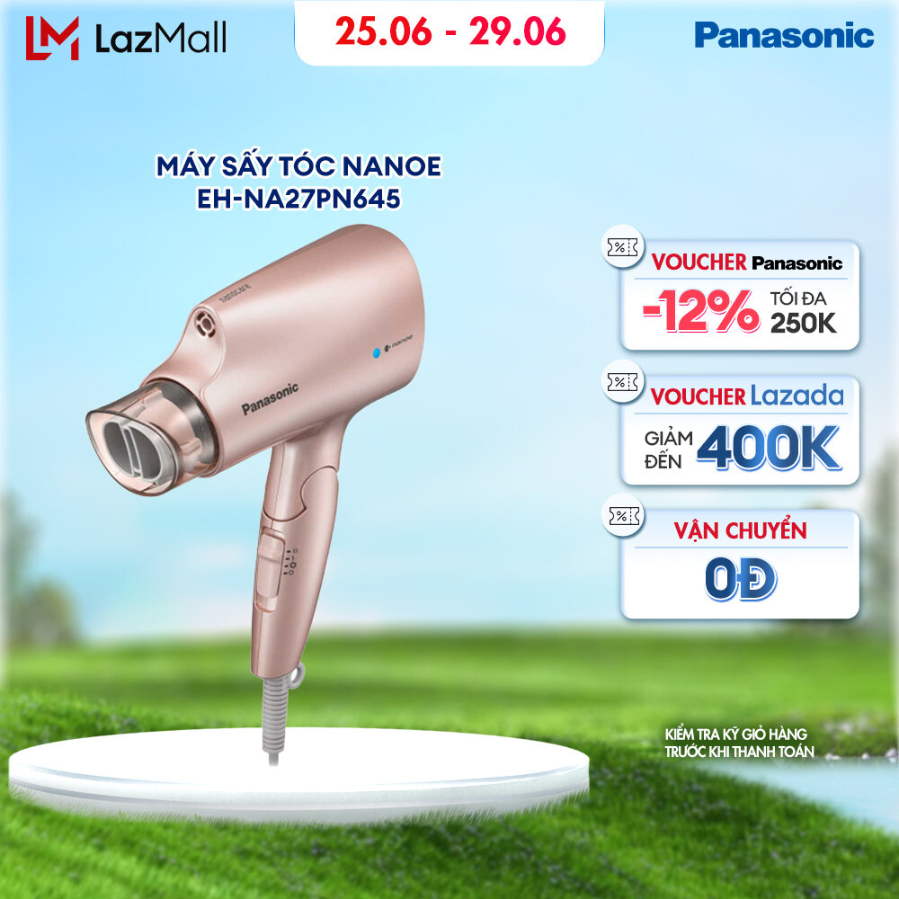 [Duy nhất 25.6 voucher LAZADA 400K]Máy sấy tóc Nanoe dưỡng ẩm, chăm sóc tóc và da đầu Panasonic EH-NA27PN645 – Thiết kế thời trang - Tay cầm gập gọn, dễ dàng mang theo - Công Suất 1200W - Hàng Chính Hãng - Bảo hành 1