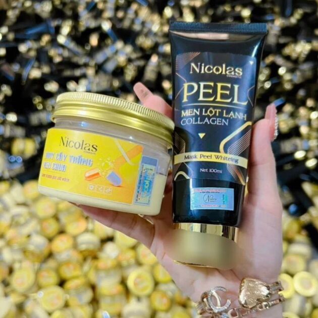 [Combo 2 Món] Men Lột Lạnh Collagen và Kem Body Cấy Trắng NICOLAS Thanh Nhi