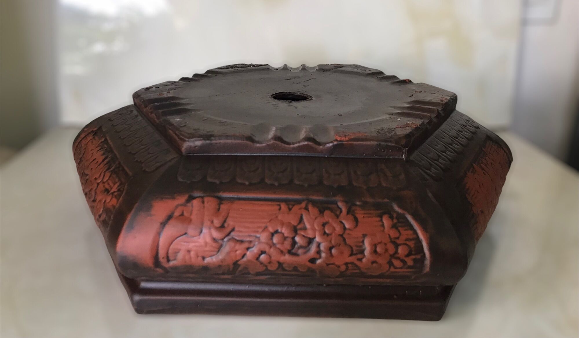 Chậu đất nung bonsai lục giác cạn (size 2)