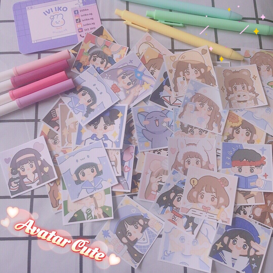 Set 24 sticker avatar cute | ivi iko