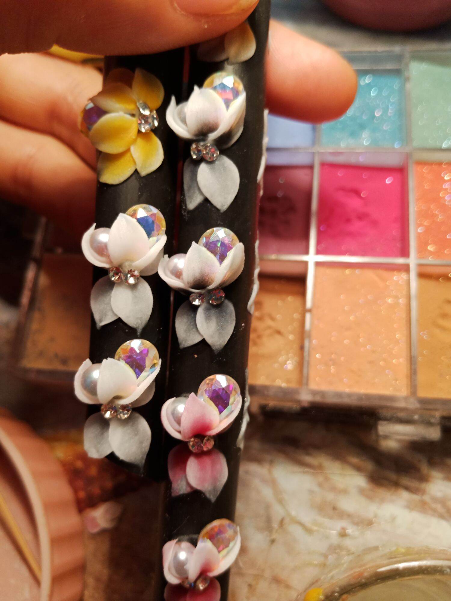 hoa bột nail ly đá set 10 bông