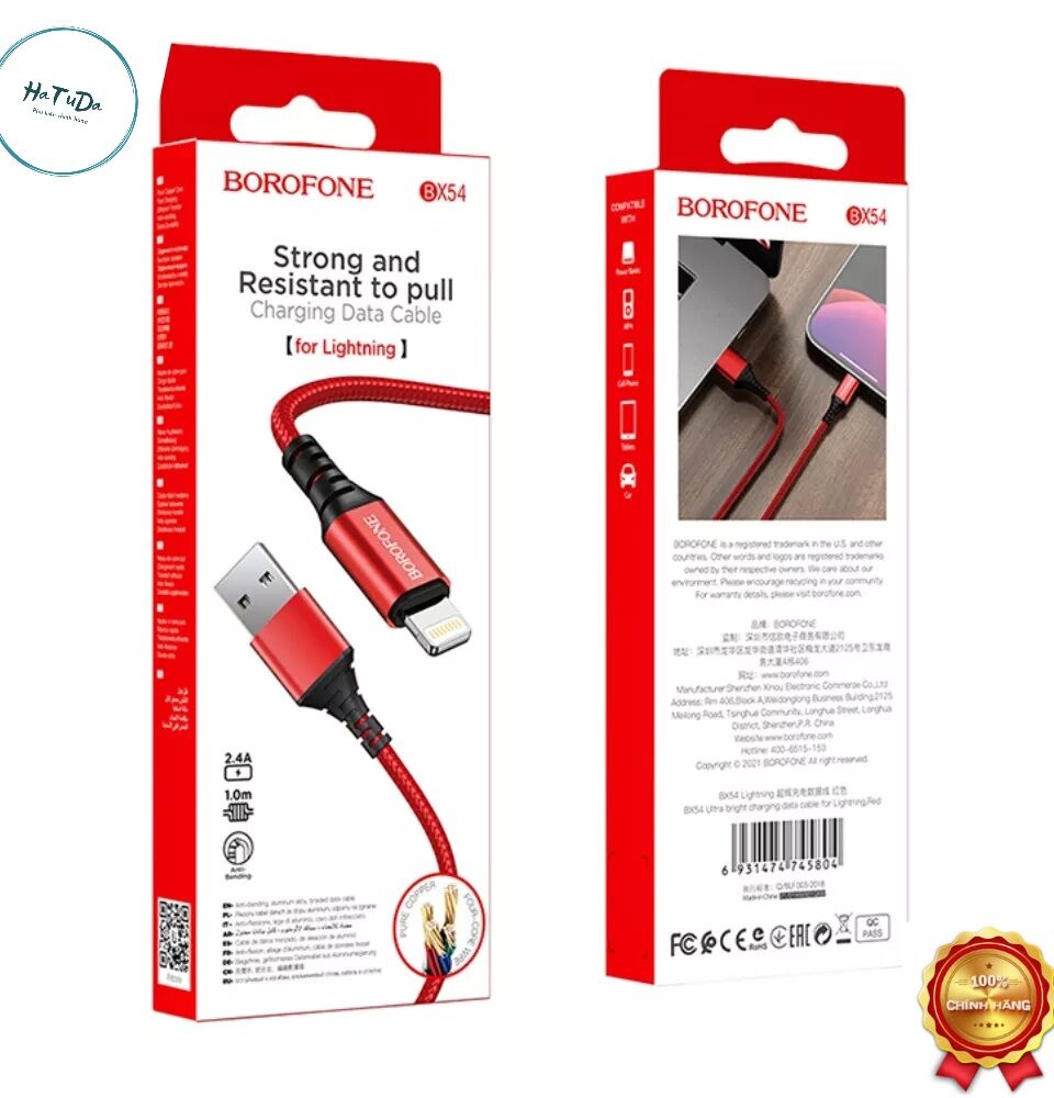 Cáp sạc Borofone BX54 cổng lightning dành cho iphone ipad