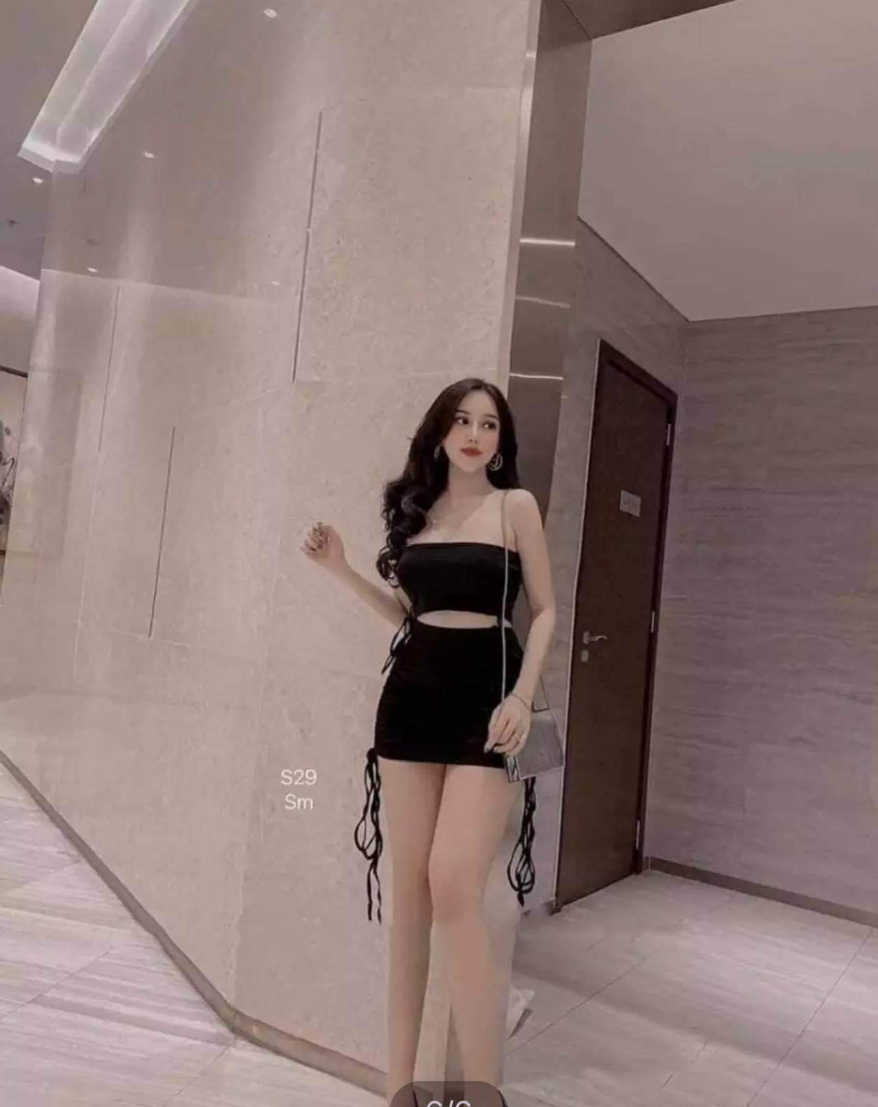 Set chân váy borip rút dây kèm áo ống sexy