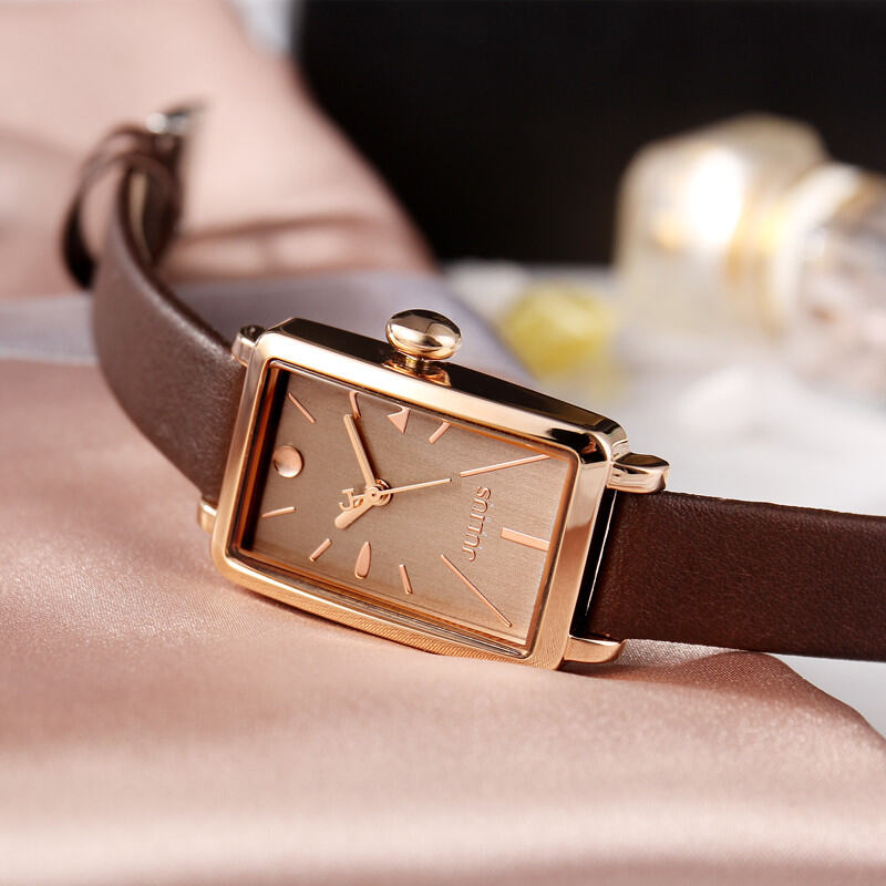 Đồng Hồ Thạch Anh Julius Hàn Quốc Đích Thực Dành Cho Nữ Hình Chữ Nhật Vintage Da Dây Đeo Vai Đồng Hồ Đeo Tay Thời Trang Chống Nước Chiều Rộng 21,5mm Chiều Dài 30mm