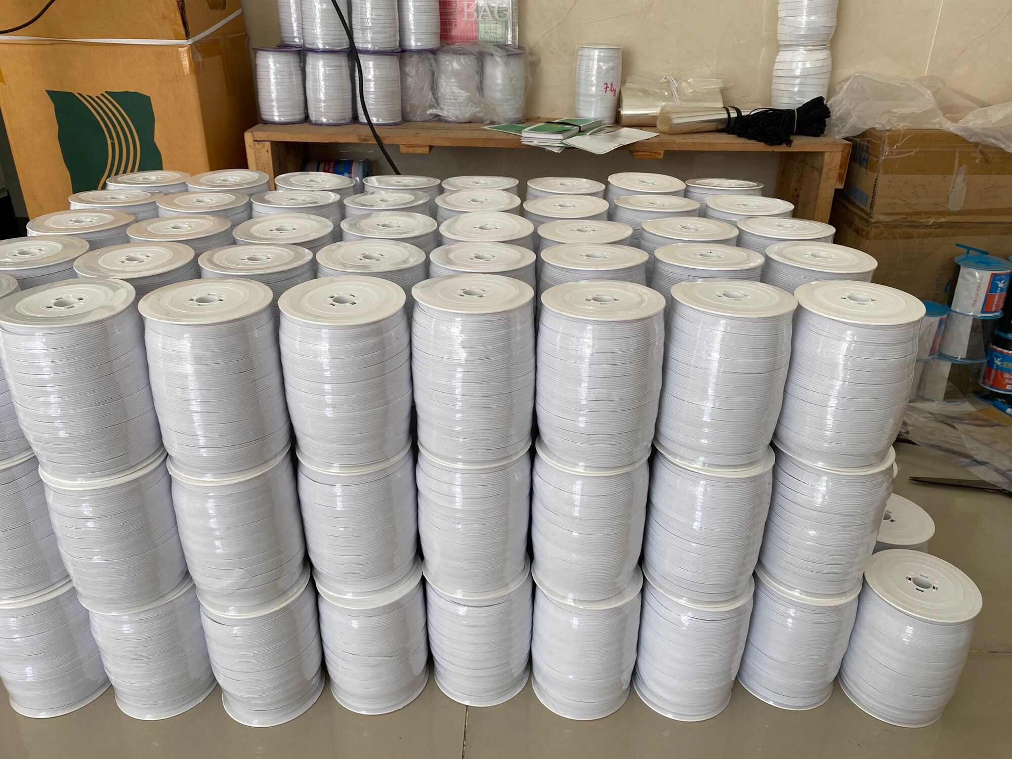 [HCM]Thun luồn quần áo bản 1 phân (số 12) cuộn trắng dài 100m (Không tem)