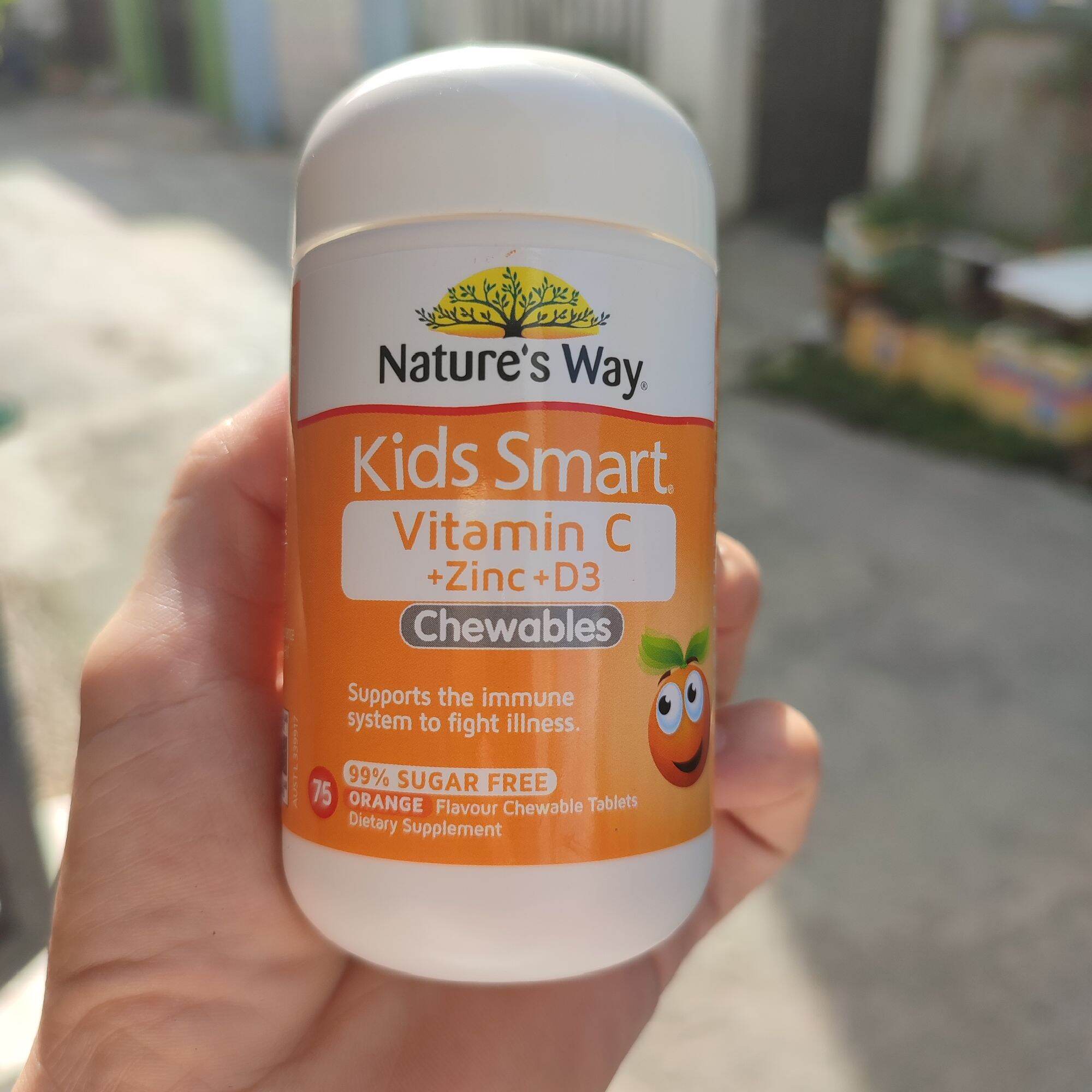Viên nhai nature's way kids smart vitamin c+zinc+d3 chewable tablets bổ sung vitamin cho bé  75 viên