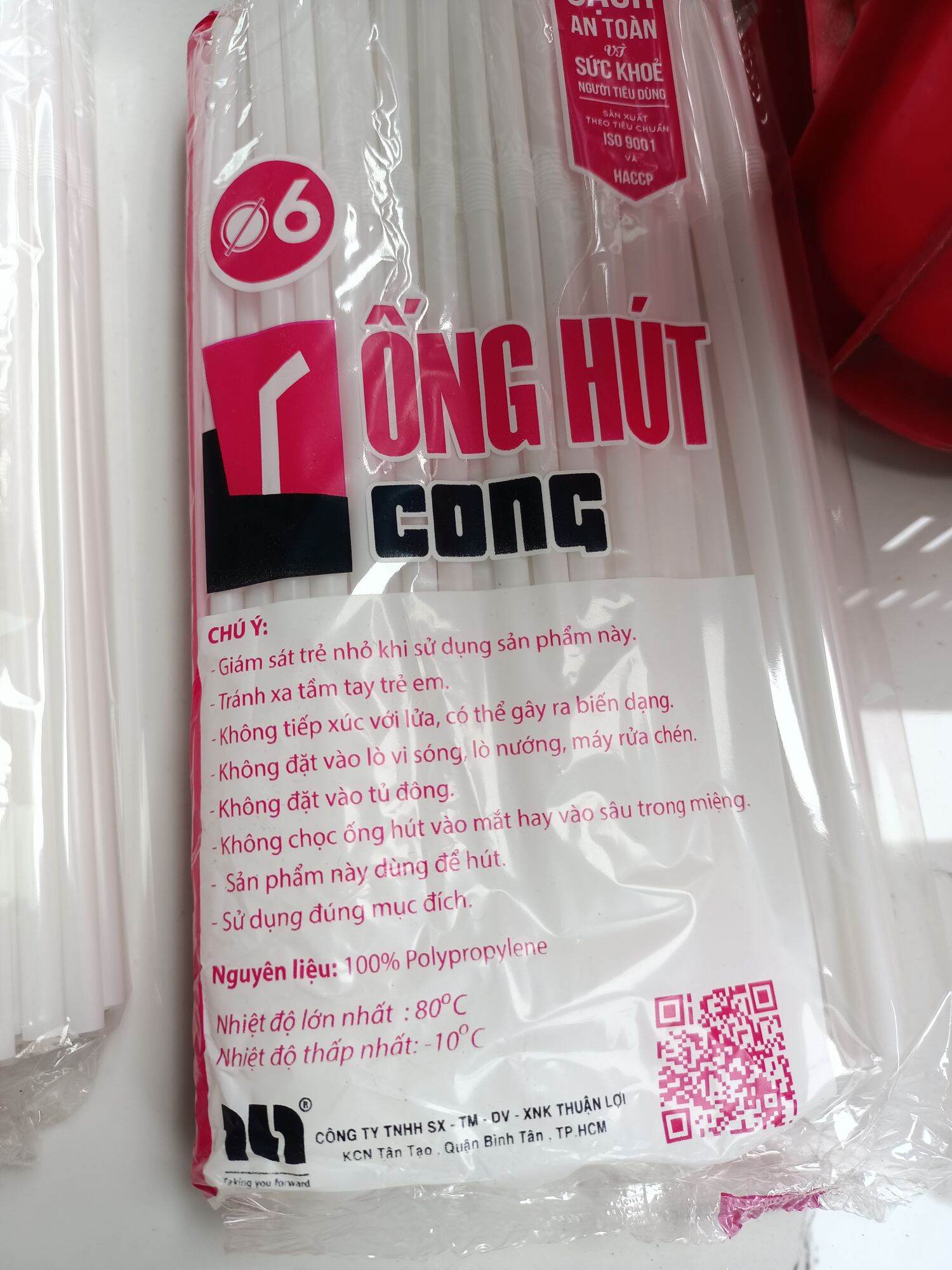 ống hút nhựa cong phi 6 màu trắng