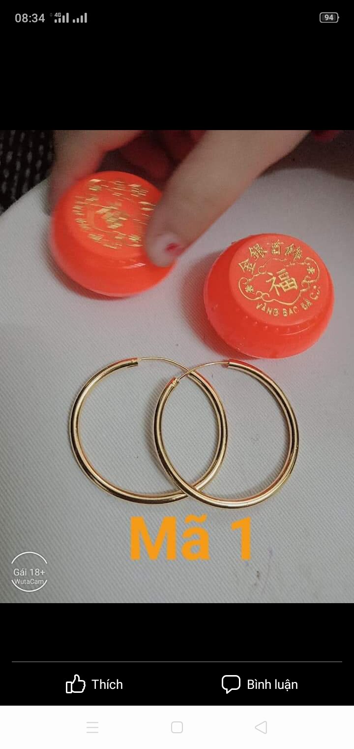 Bông tai vàng non giống vàng thật 100% bông tai vòng tàu trơn bản 5_7cmthời trang nữ thiết kế tinh tế sang trọng và sáng bóng