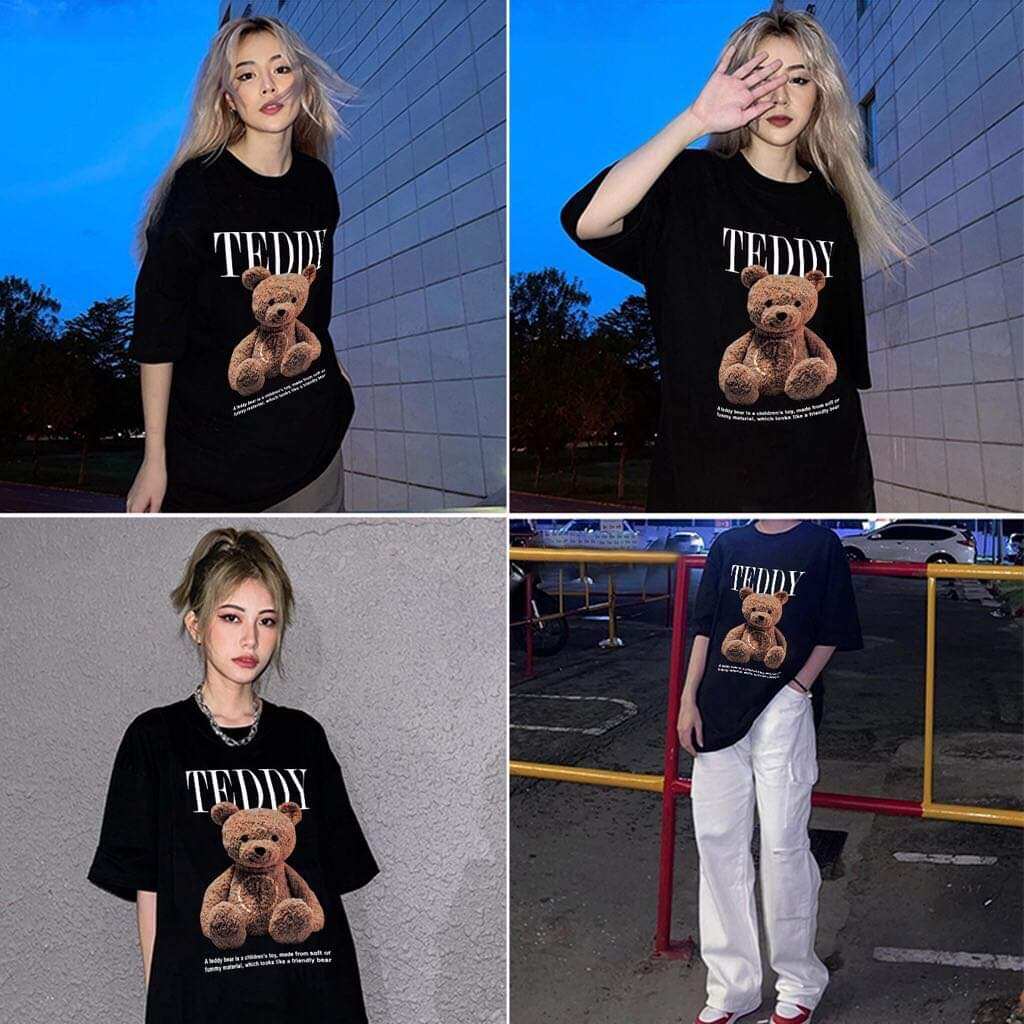 Áo Thun Unisex Oversize Cotton 100% in hình gấu TEDDY mặt trước