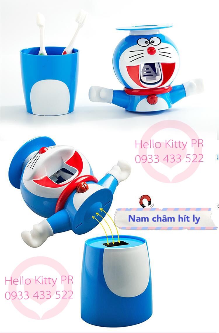 [Freeship MAX] Dụng cụ nhả kem tự động kèm ly Doremon Doraemon HELLOKITTY PR