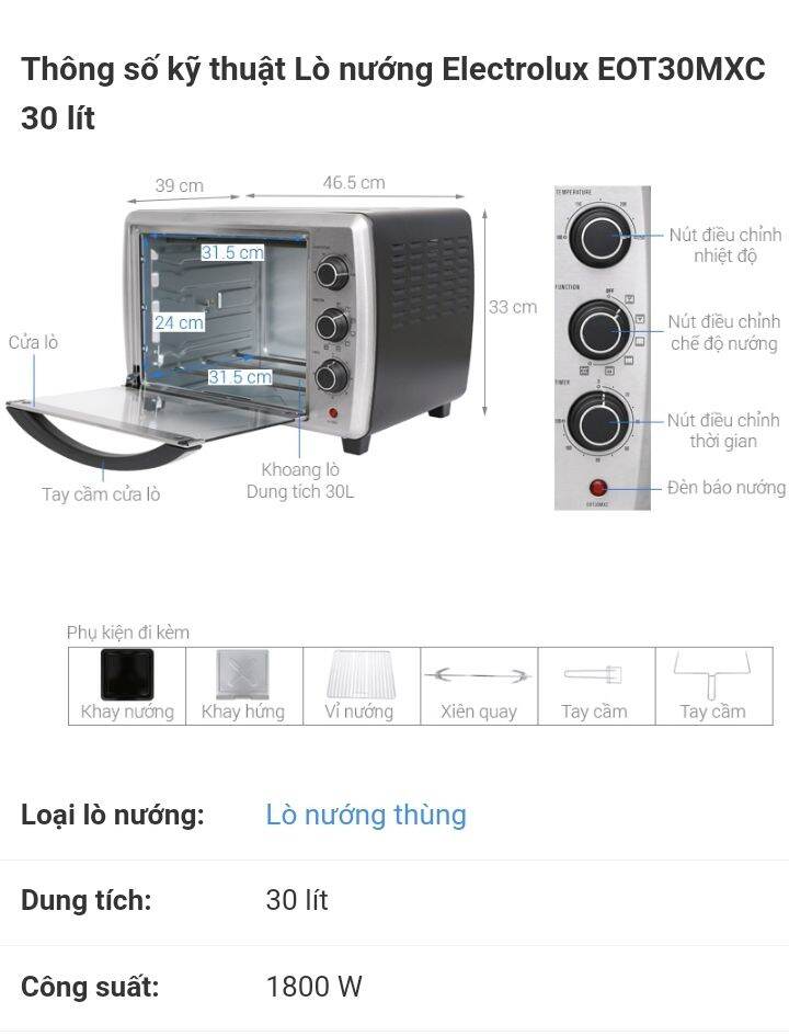 lò nướng Electrolux (hang trung bay ) 95%