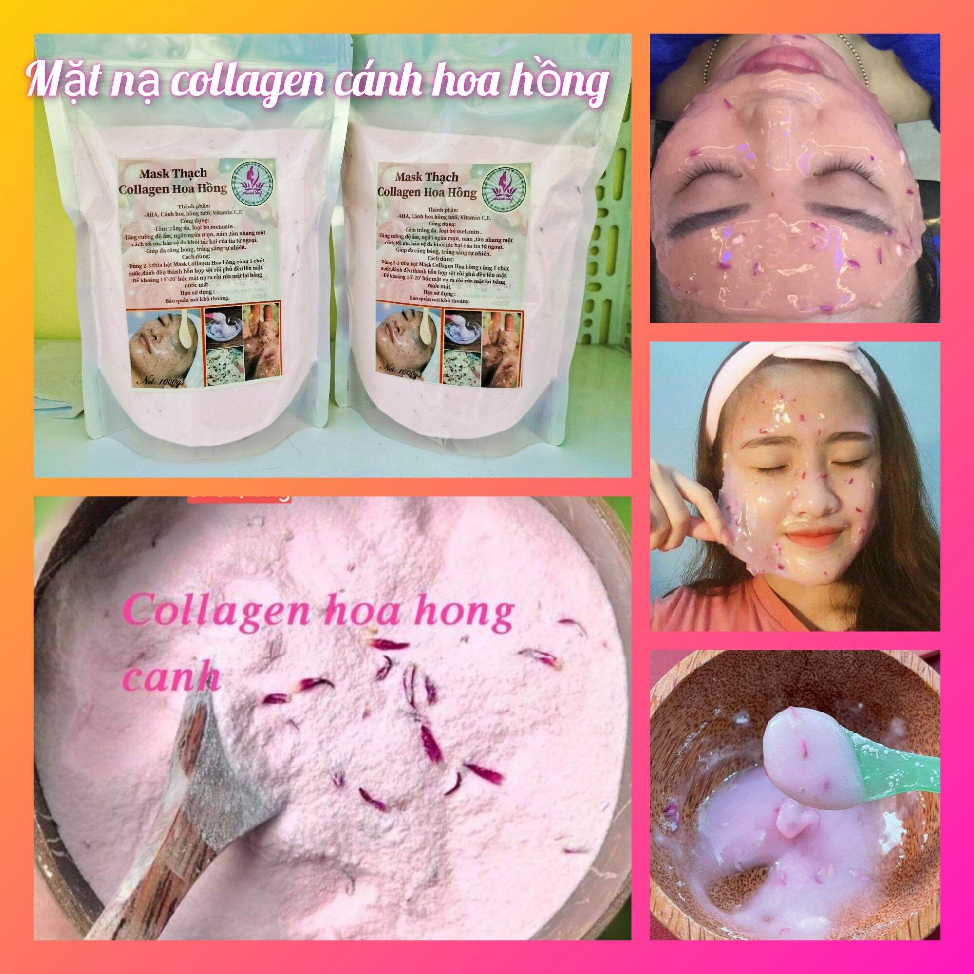 500g bột đắp mặt collagen cánh hoa hồng trắng da mờ nám