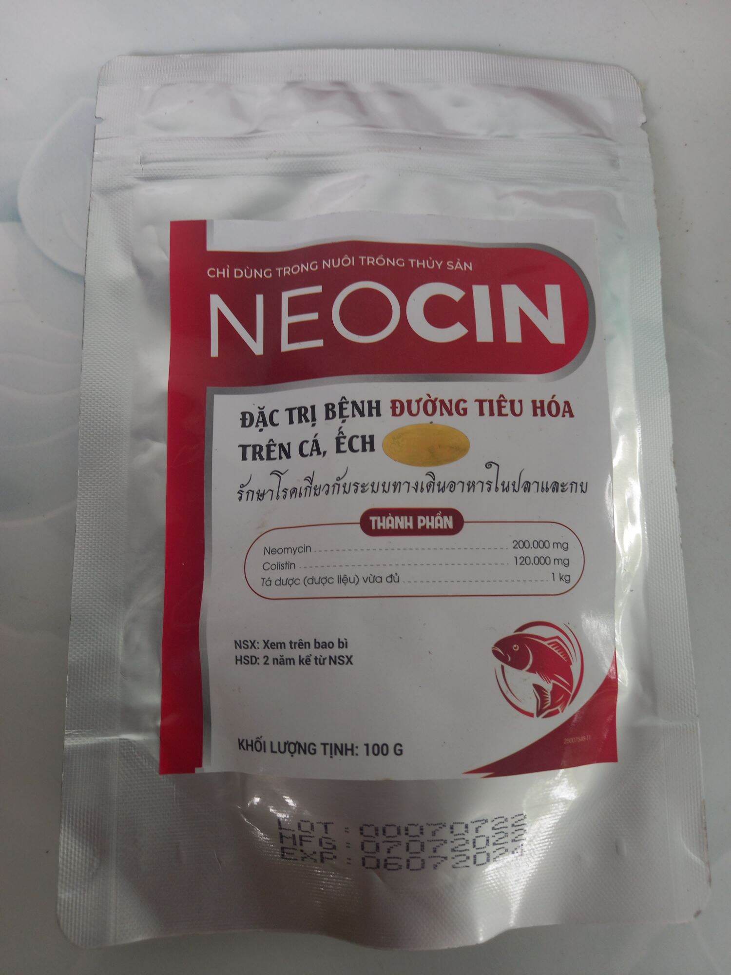 NEOCIN Đặc tri bệnh đường tiêu hóa trên cá lươn ếch gói 100g - MixASale