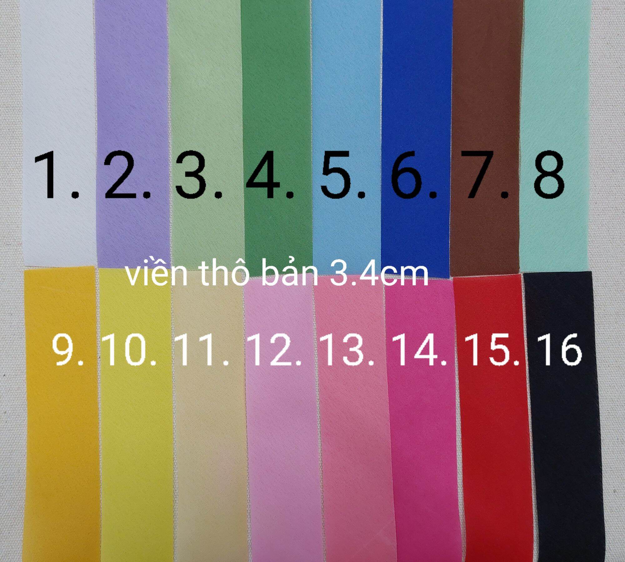 Dây viền thô lẻ 10m 1 màu, vải thô cắt xéo 45 độ, bản 3.4cm.