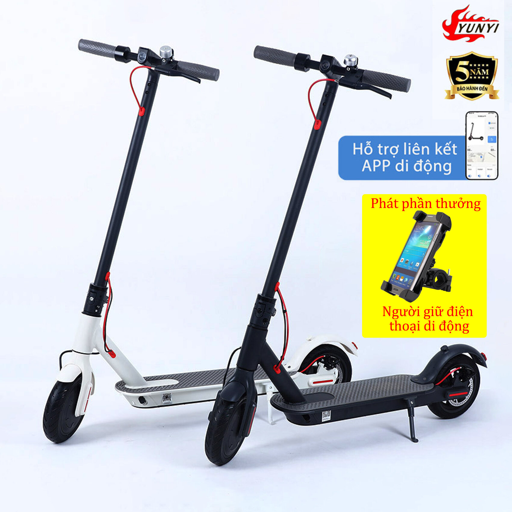 BH 5 năm - Xe đạp điện mini e scooter cao cấp mới dễ dàng gấp gọn, Xe Scooter điện sử dụng pin Lithium bền bỉ, kết nối app thông minh, bánh 8.5inch