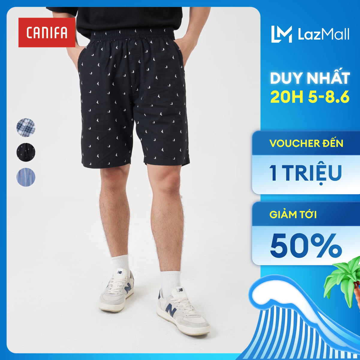 [ CHỈ 6-8.6 VOUCHER TỚI 1 TRIỆU] Quần mặc nhà nam CANIFA Quần soóc mặc nhà chất liệu 100% cotton, cạ