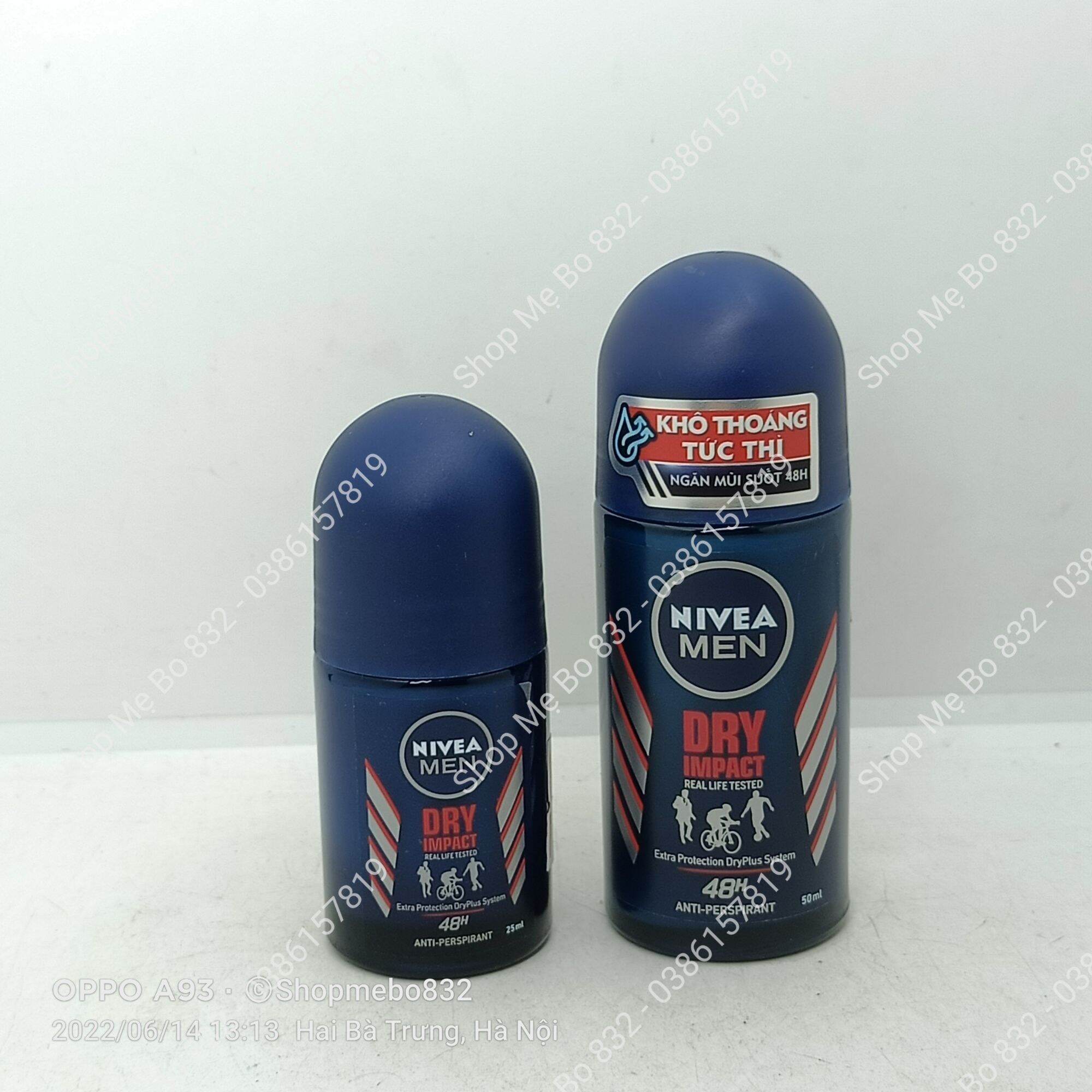 Lăn ngăn mùi Nivea dry impact cho nam lọ 25ml/50ml