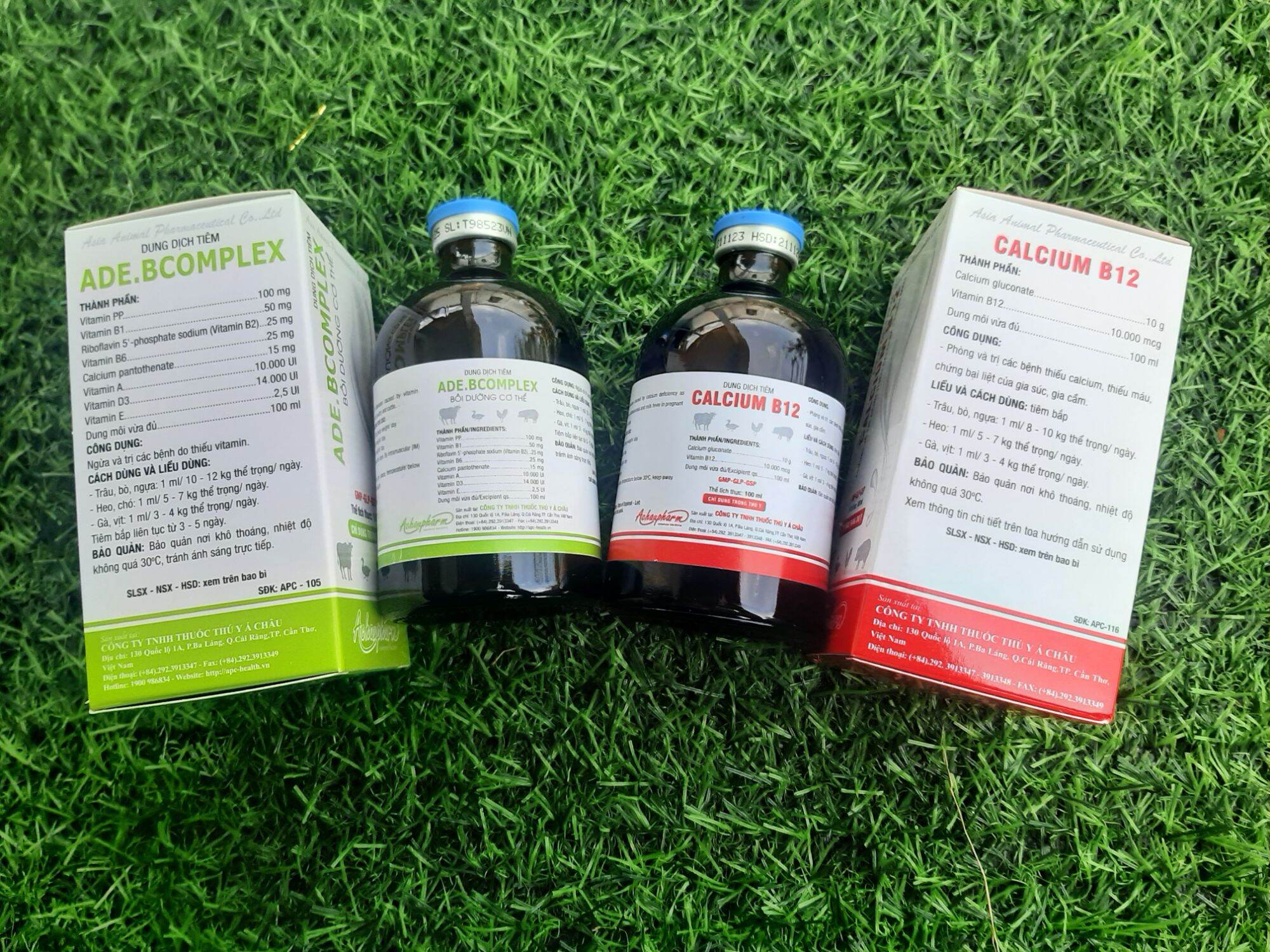 Combo 2 chai 100ml ade-bcomplex và calcium b12 bổ sung dinh dưỡng cho vật nuôi