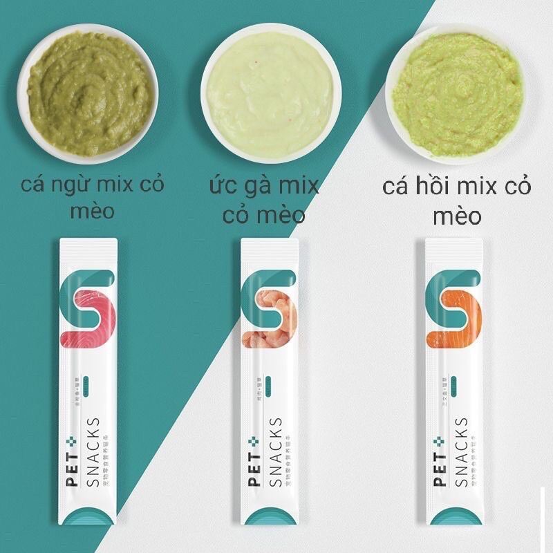 Soup thưởng PETSNACK mix bí đỏ/cỏ mèo - gói 15gr