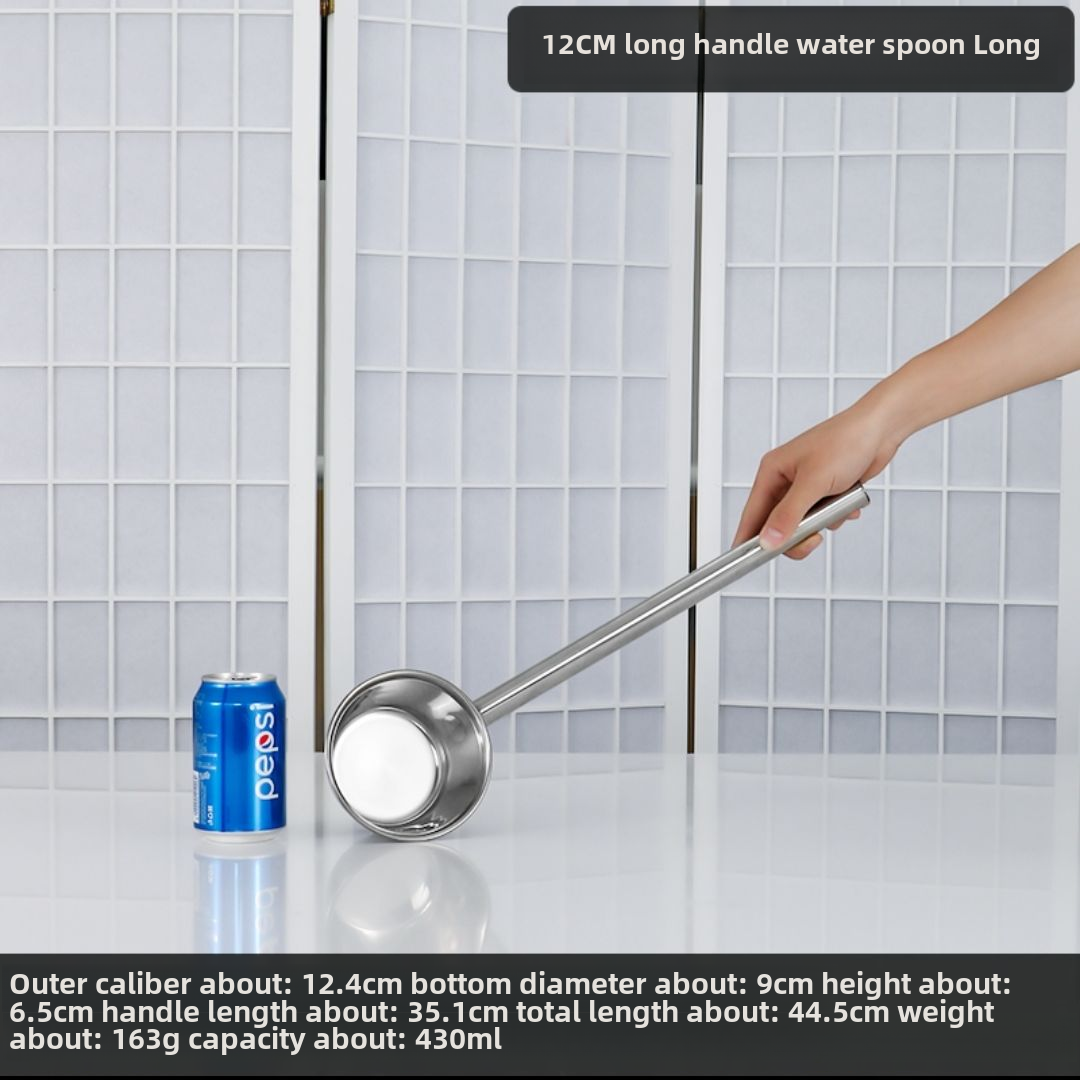 Gáo múc nước inox dày gáo múc nước nhà bếp gáo múc cháo muôi múc canh lớn gáo múc nước thương mại cán dài gáo múc nước muỗng lớn