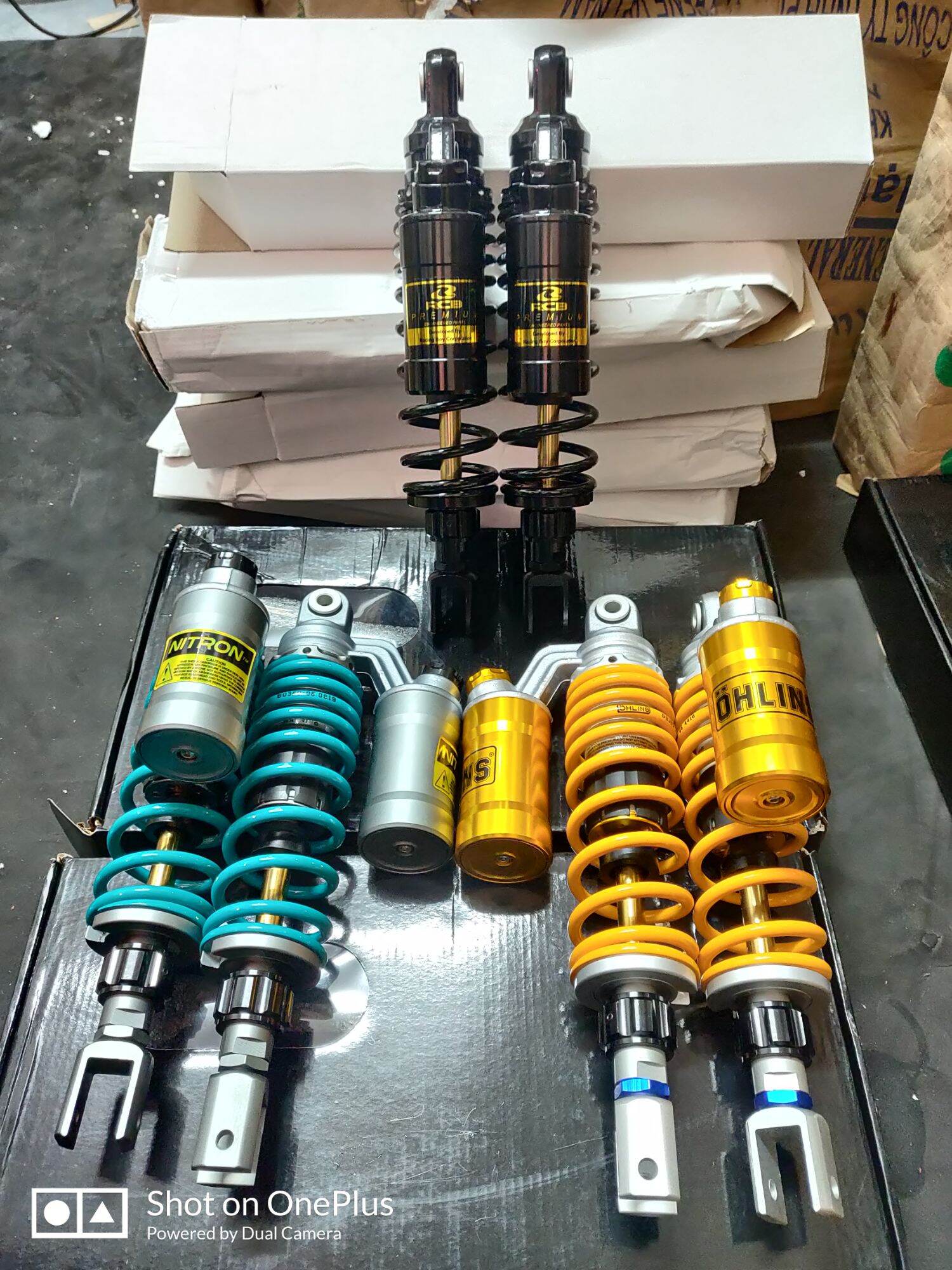 Phuộc rcb nitron ohlins bình dầu ty vàng gắn airblade nouvo 4 5 6 pcx nvx và các dòng xe điện chân u