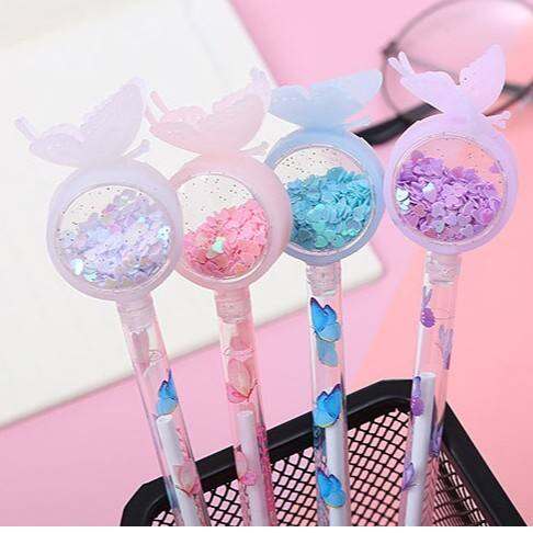 Bút mực gel hình bướm xinh nhũ kim tuyến
