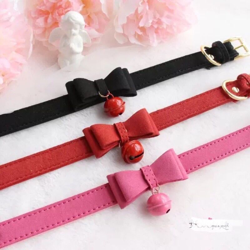 Vòng cổ choker nữ da lộn gắn chuông