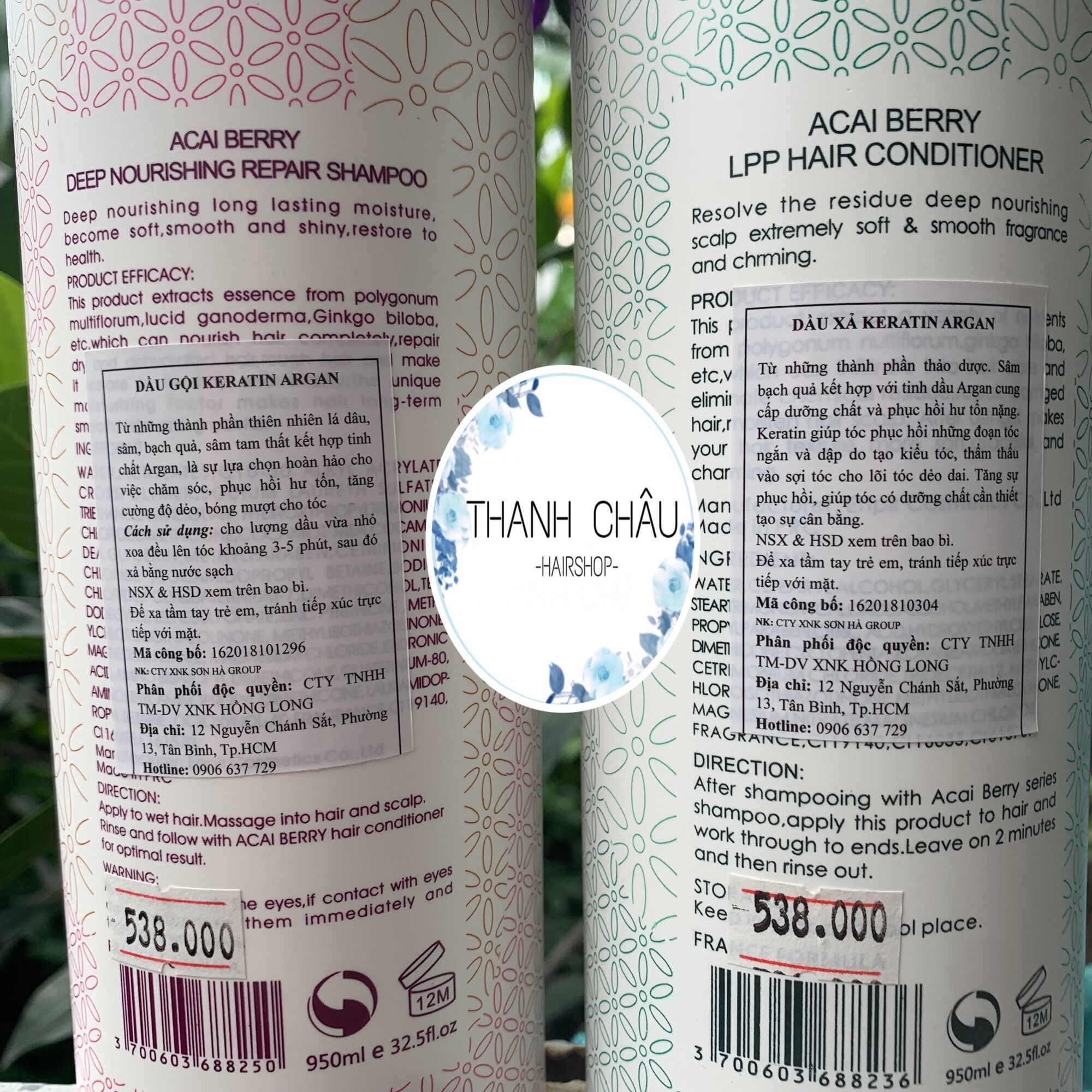 Dầu gội xả acai karatin argan 950ml (pháp)