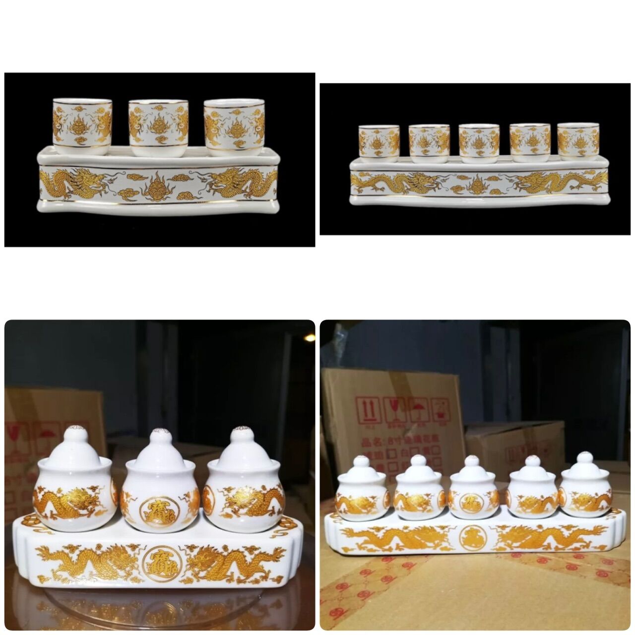 Bộ áng 3_áng 5 bộ ly thờ cúng vàng rồng_nhiều kiểu_nhiều size