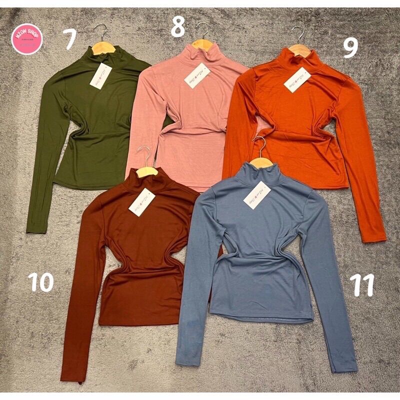 Combo 3 áo thun body tay dài cổ lọ thun lụa