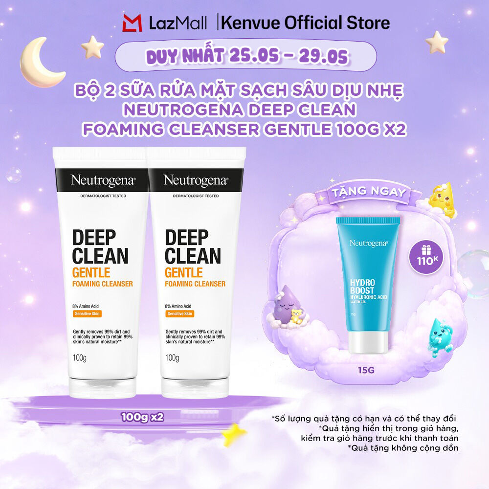 Combo Sữa rửa mặt Sạch Sâu Lành Tính Neutrogena Deep Clean Gentle Foaming Cleanser 100g x2