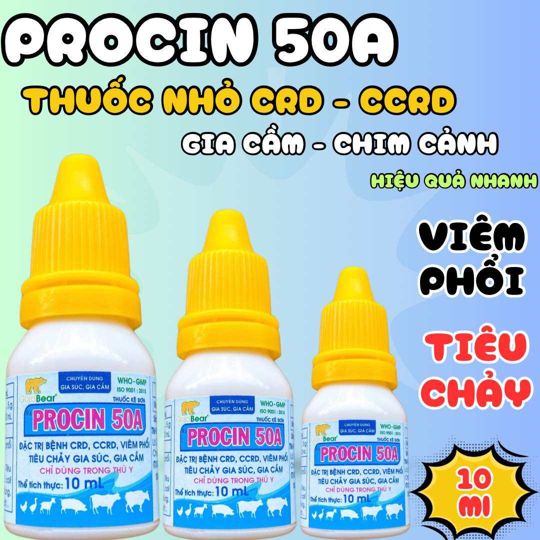 Procin 50a viêm phổi, crd, ccrd, hen khẹc, khò khè sổ mũi gà, chim cảnh